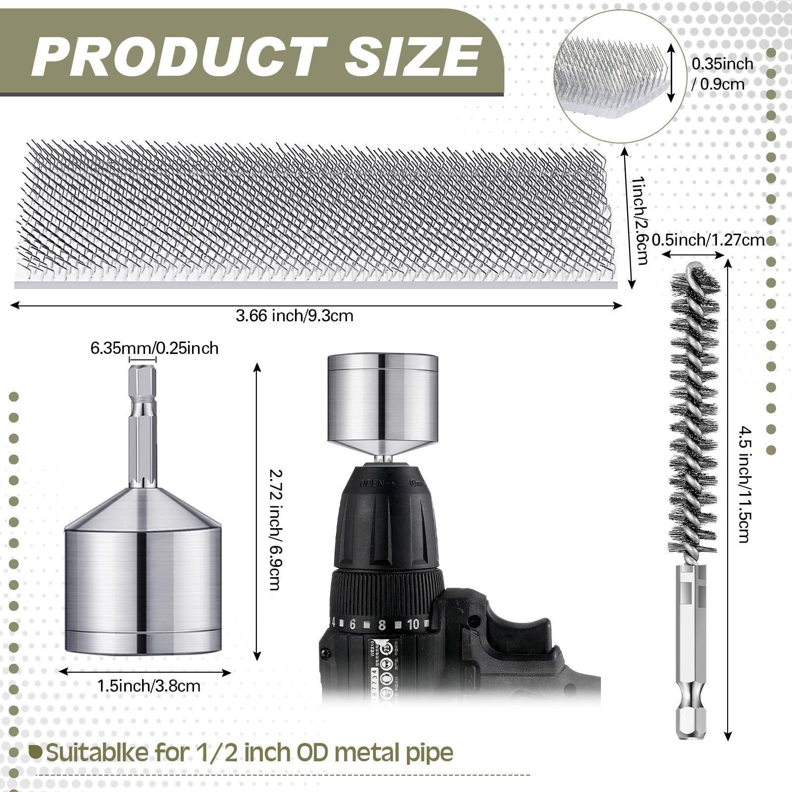 Pasimy Pipe Cleaning Brush Kit - Power Drill Brush -2 Pasimy Pipe Cleaning Brush Kit - Power Drill Brush -2
