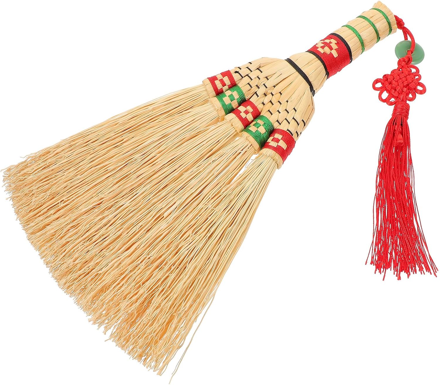 Handmade Corn Broom for Cleaning, Small 29cm Straw Bed Sweeper with Short Handle, Natural Fiber Hand Broom for Household and Office Dusting