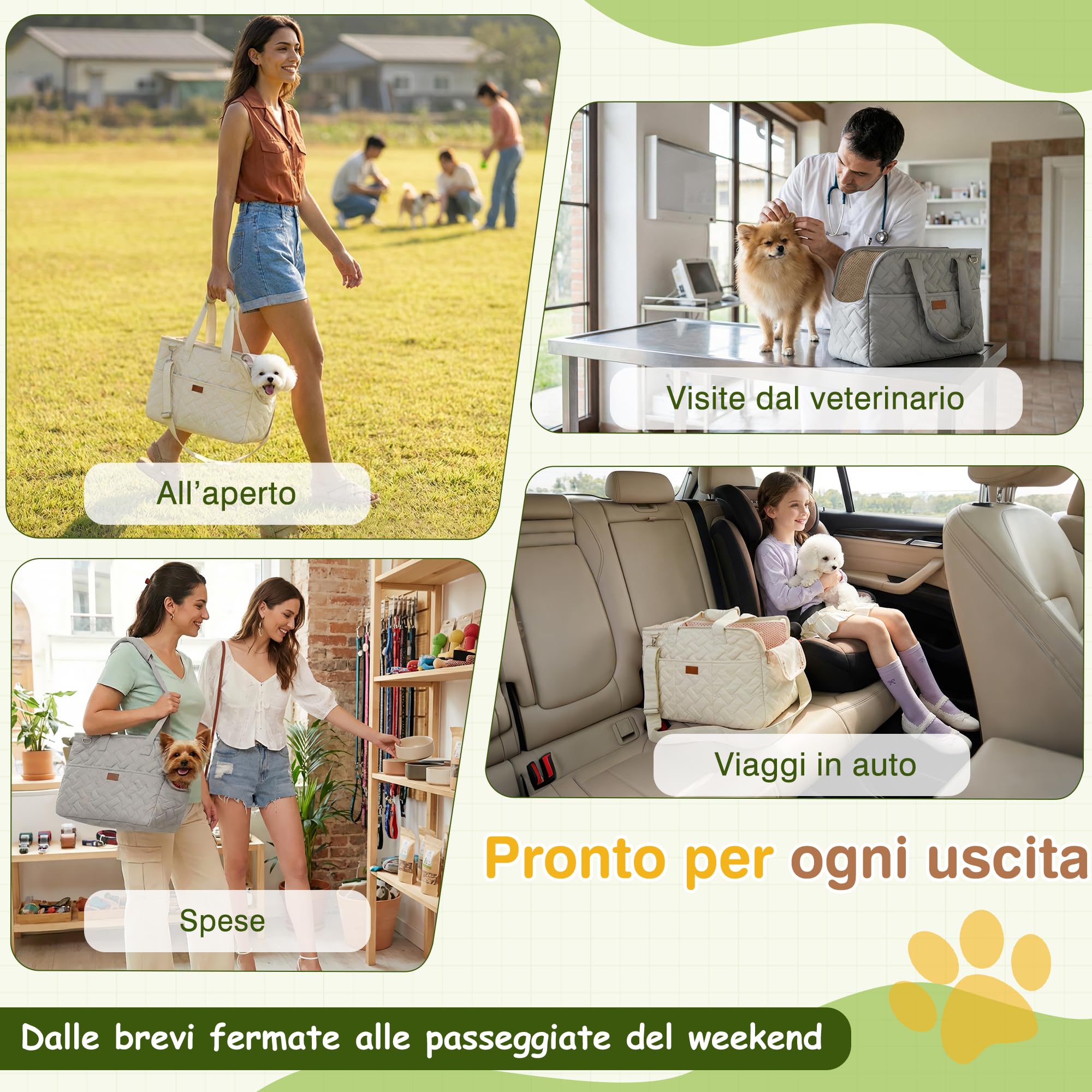 ALLSOPETS Trasportino per Gatti, Borsa Trasportino per Cani Piccoli, Tracolla Pieghevole in Tessuto Traspirante, Borsa Morbida da Viaggio con Tasche per Animali Domestici (Grigio Stellato, L)