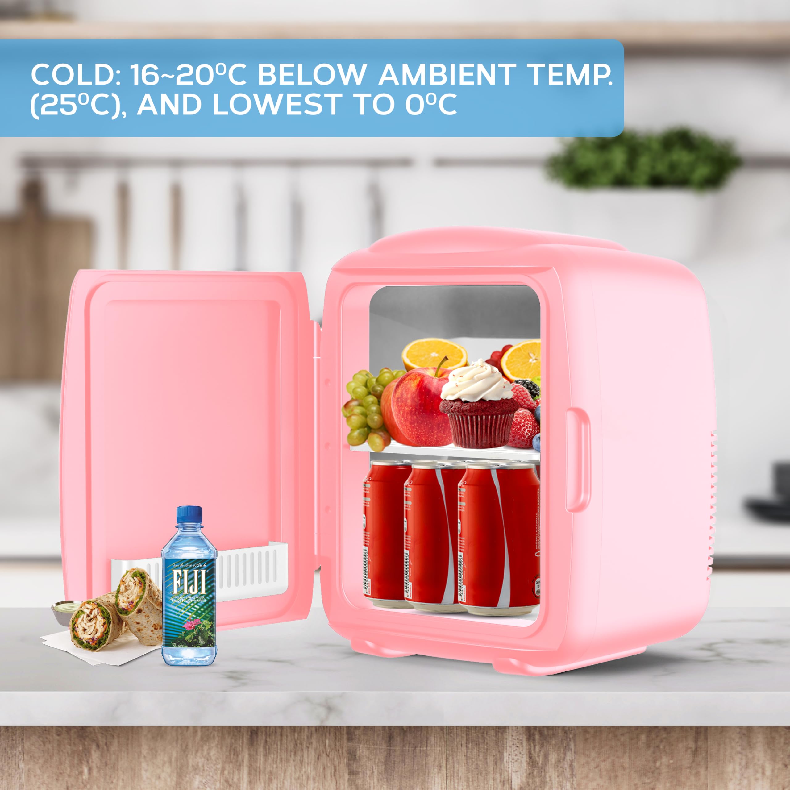 Mini-frigo | Réfrigérateur de voiture | Glacière et réchauffeur portatifs | Capacité 20L | 12V / 220-240V | Petit Réfrigérateur Congélateur Double Porte | pour les cosmétiques, la nourriture, les bois