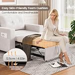 Single Sofa Bed, 34" Convertible Pull Out Sleeper Sofa Bed Couch with Storage Side Pockets, 6 Adjustable Backrest and USB for Living Room, Apartment, Beige