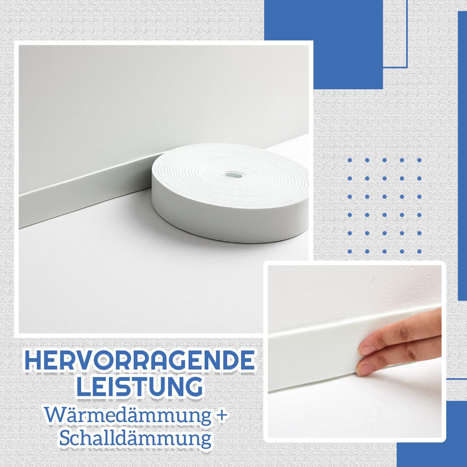 Xuniea Autoadhesivo para Masilla Niveladora Cinta Aislante para Juntas de Dilatación de Bordes Banda Aislante para Bordes Solado Autoadhesiva Cinta Tabiques Suelo Radiante(3 cm x 50 m,Blanco)
