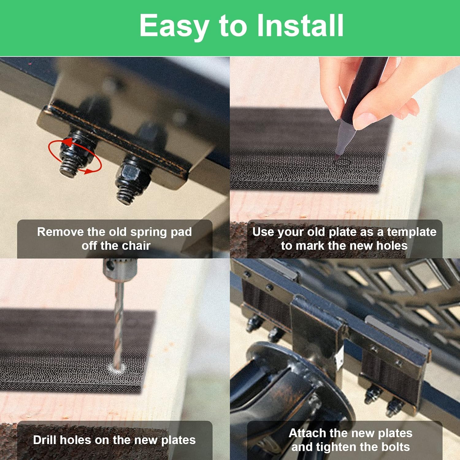 Anwenk 8Pack Patio Rocking Chair Spring Plate Replacement Part Fiberglass Spring Plates Swivel Rocker Chair Lawn Furniture Repair Replacement for Universal Outdoor Patio Furniture, 2.5" x 5"x0.25”