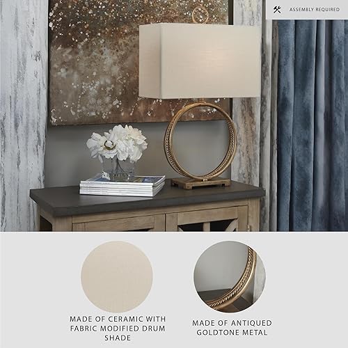 Miniatura 3 de Signature Design by Ashley Mahala - Lámpara de mesa redonda de metal trenzado tradicional de 28 pulgadas, interruptor de 3 vías, certificación UL,