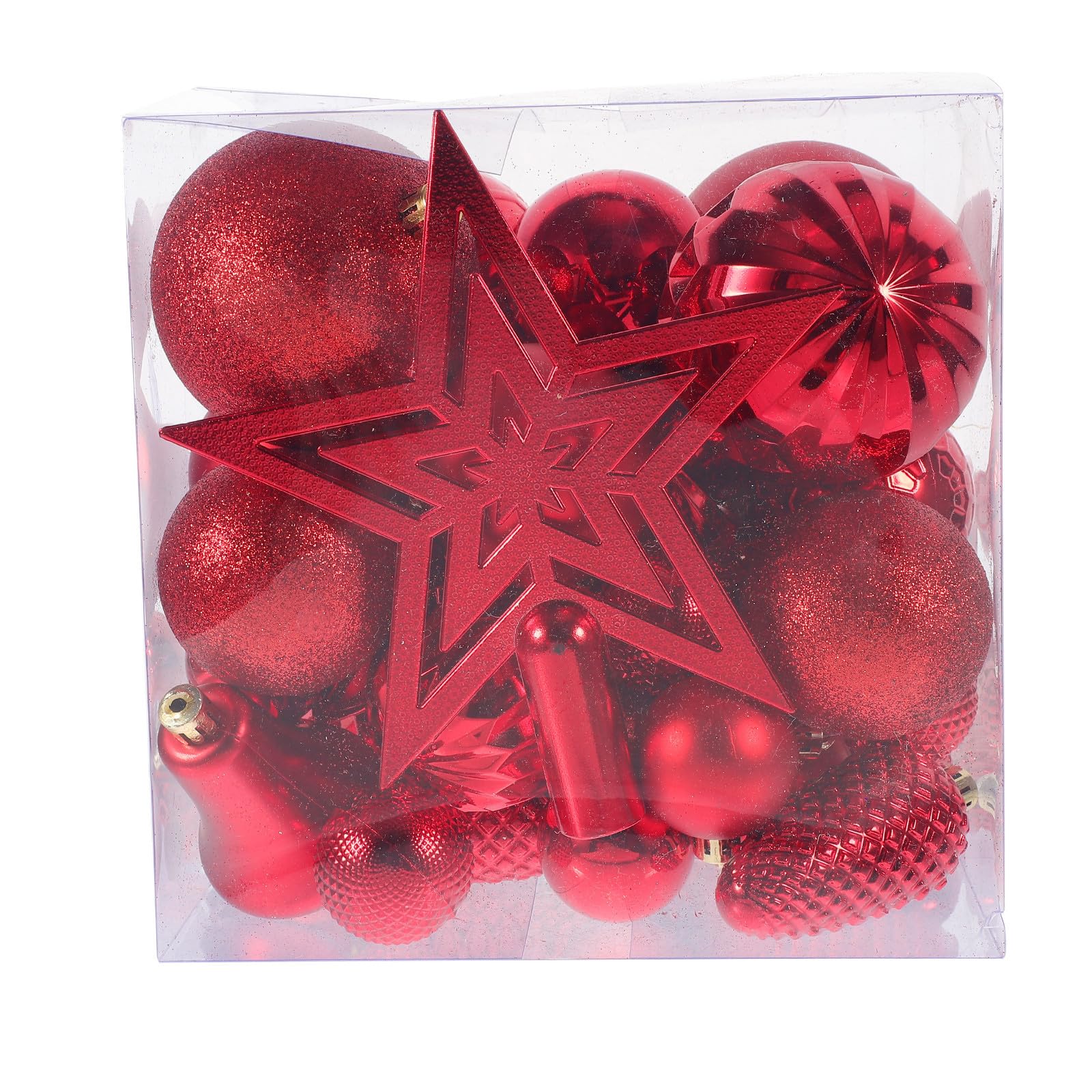 TOYANDONA 135 Piezas Adornos Navideños para Árbol de Navidad, Bolas Rojas