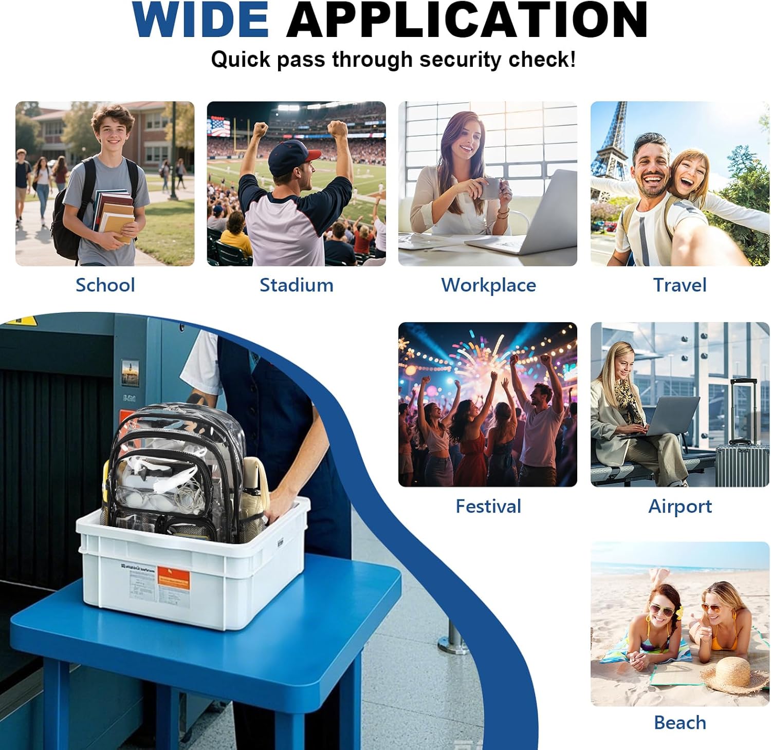 Clear Backpack, 17 inch Transparent Backpacks with Accessories, School Bag for Teen Boys Girls,Clear Laptop Bags for Elementary High School Travel Daypacks - Image 7