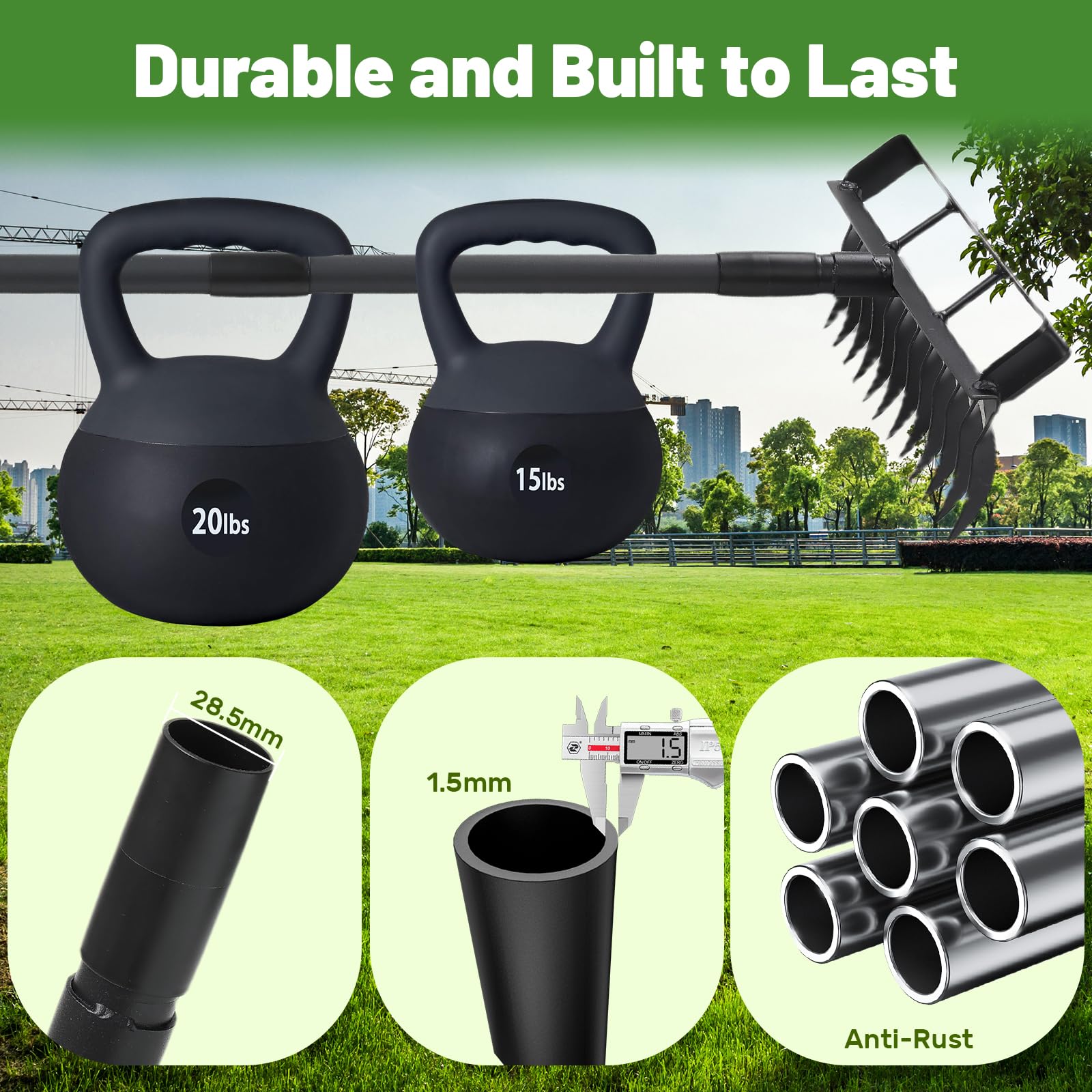Hula - Zappa da giardino 2 in 1, 12 denti, attrezzo da giardinaggio per diserbo, con manico lungo regolabile da 193 cm, per diserbo, semina, abbandono e allentamento