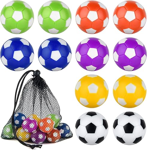 Miniatura 8 de Coopay 12 pelotas de futbolín de 1.41 pulgadas (1.417 in), pelotas de repuesto de fútbol de mesa, multicolor, oficiales, con una bolsa de cordón