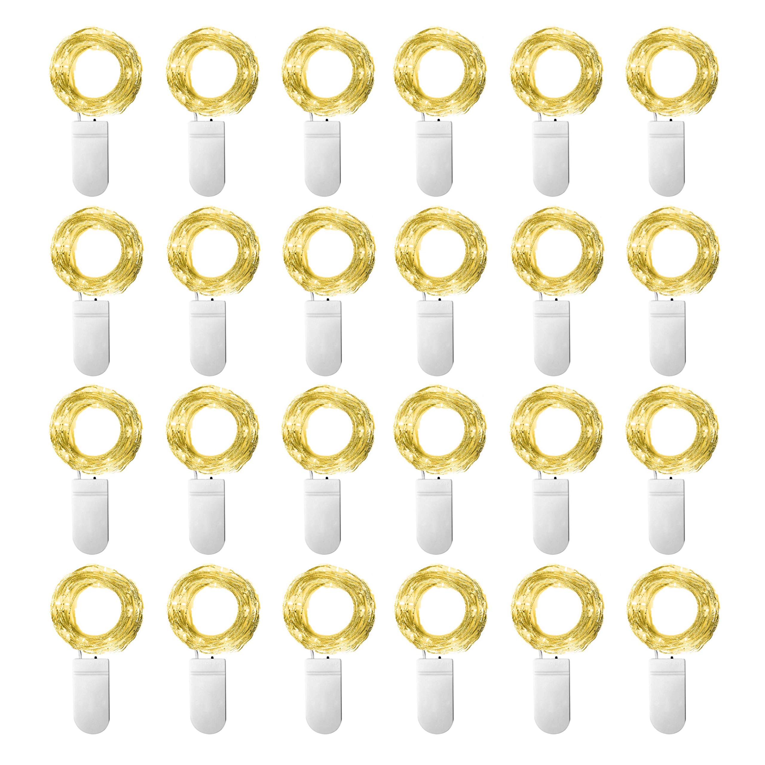 SmilingTownStarry Fairy String Lights 24 Pack 20 LED/Strand 7.2ft Firefly Copper Wire Lights Battery Powered Lights for Wedding Party Table Centerpiece Halloween Christmas Decorations (Warm White)