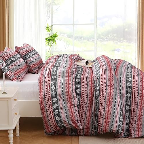 Miniatura 148 de MUXHOMO - Funda de edredón tamaño Queen, juego de funda de edredón reversible floral gris con cierre de cremallera, 3 piezas, juego de ropa de cama