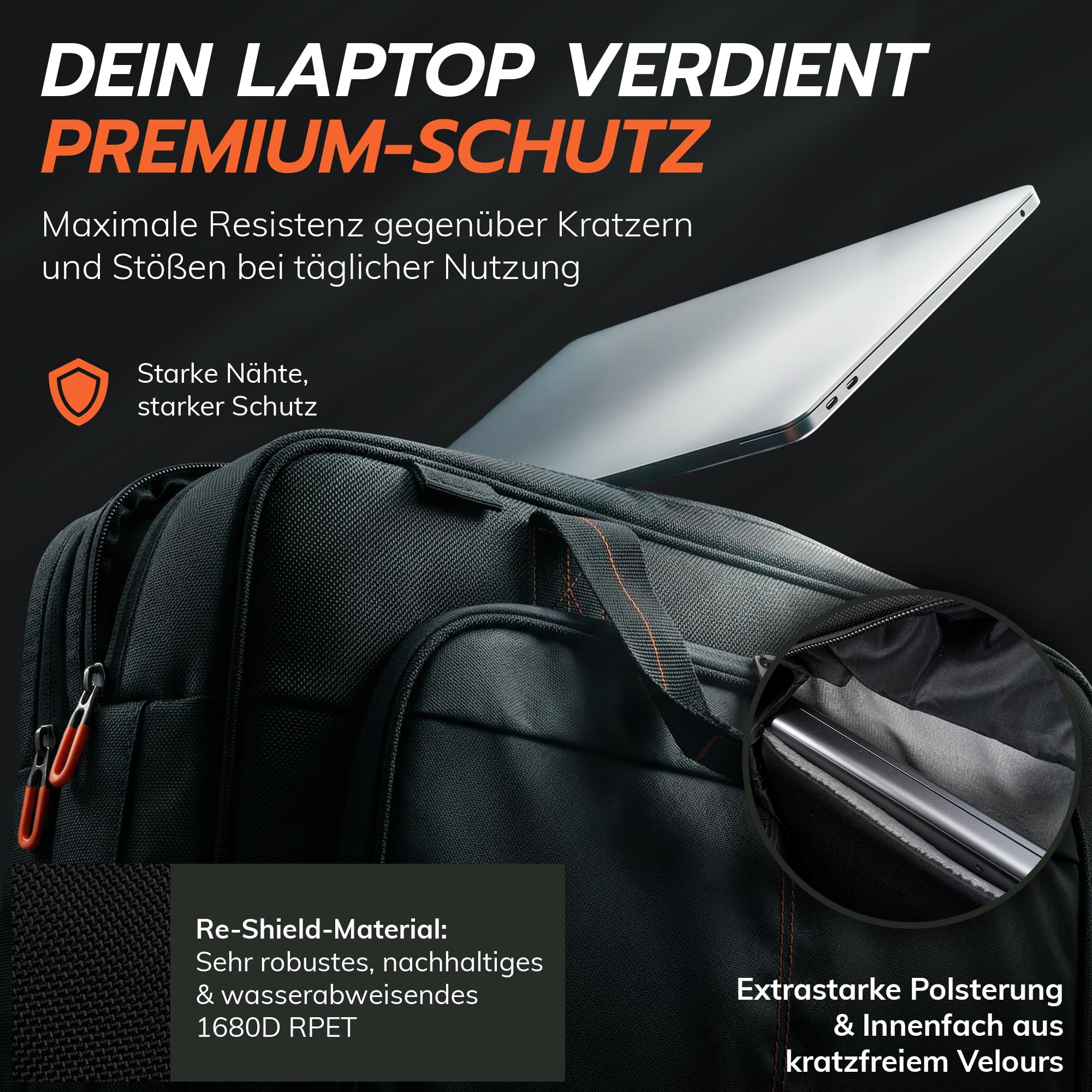 WorkBag Laptoptasche 18 Zoll aus recyceltem PET – Wasserabweisende Laptop Tasche Business Aktentasche mit Schultergurt – Große Notebook Tasche für Arbeit, Büro & Reisen