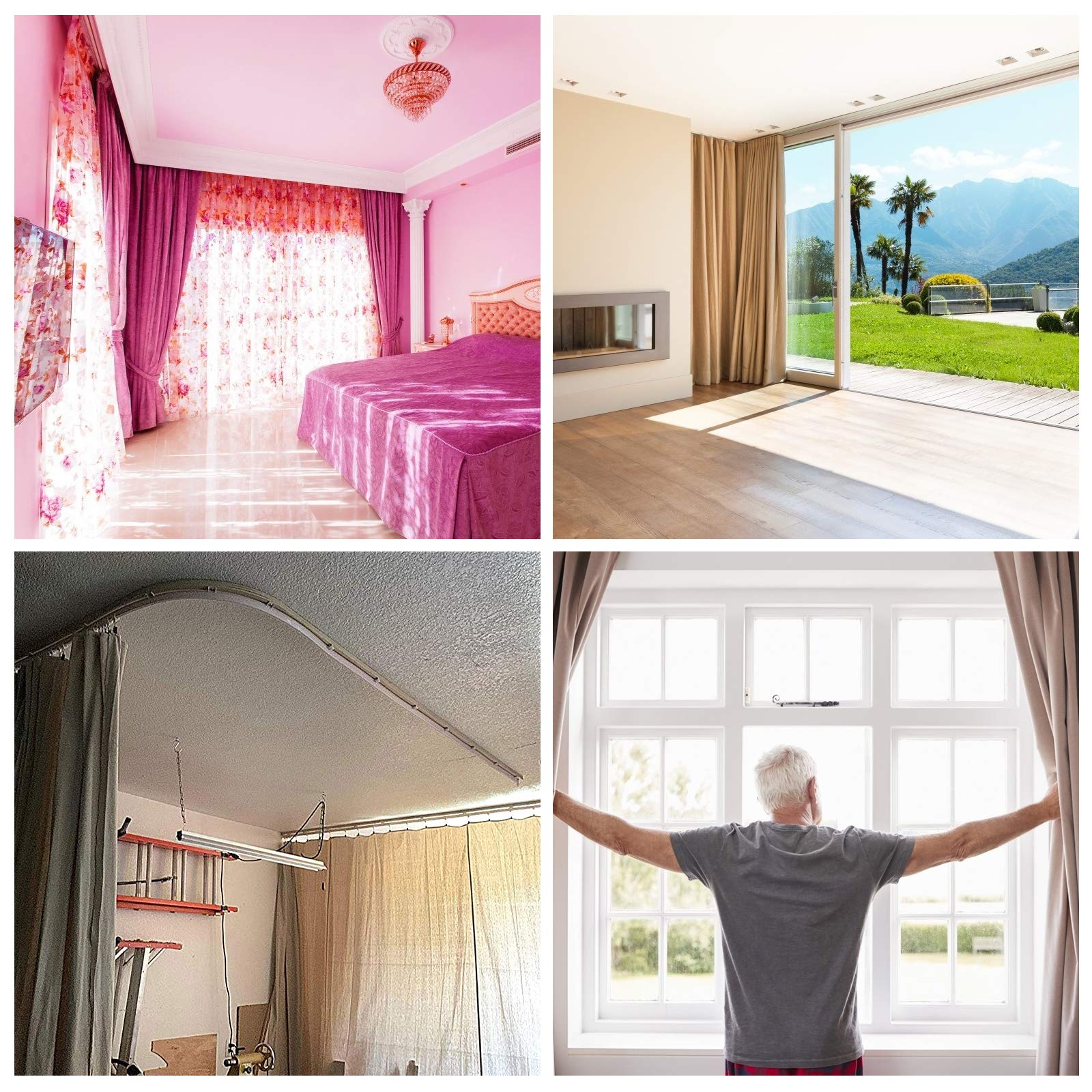Rail De Rideau Flexible Pliable 5m - Pour Plafond Ou Mur - Support Jusqu'à 20kg - Forme Libre (S, L, U)