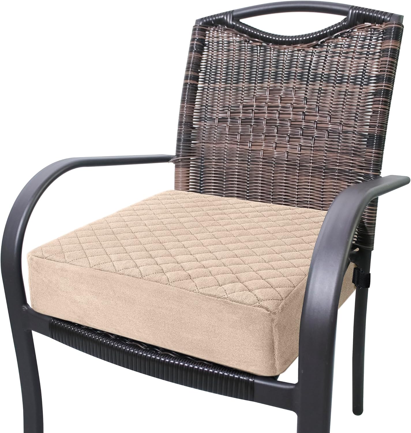 Booster Cushion for Adults - 18x18x5 Medium-Firm Seat Cushion for Home, Office, Wheelchair, Car - Washable Velvety Cover with Waterproof Layer, Removable Strap & Non-Slip Base - Beige