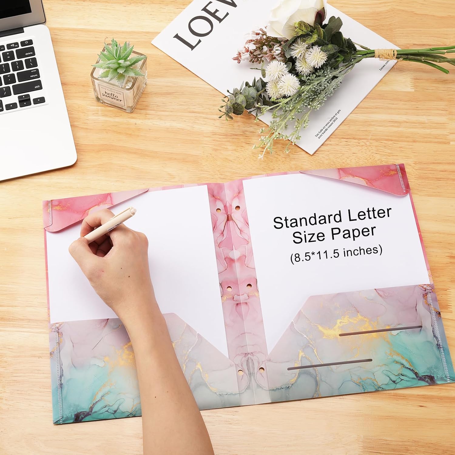 Ddaowanx 8 pcs Plastic Folders with Pockets,3 Hole Punched Folders image 5