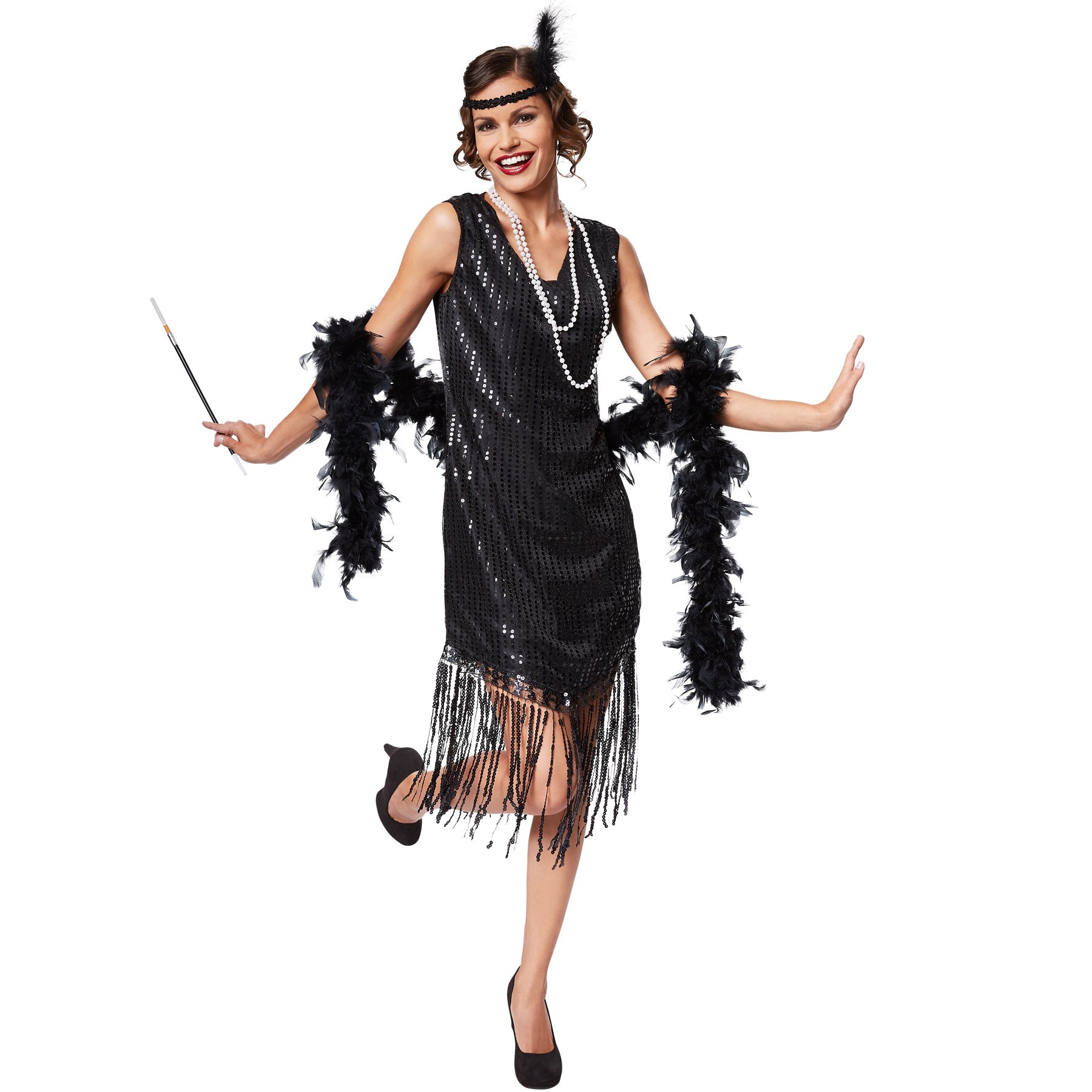 TecTake dressforfun Women’s Jazz Costume | with Lovely Sequins | Includes  Charming Feather Headband (L