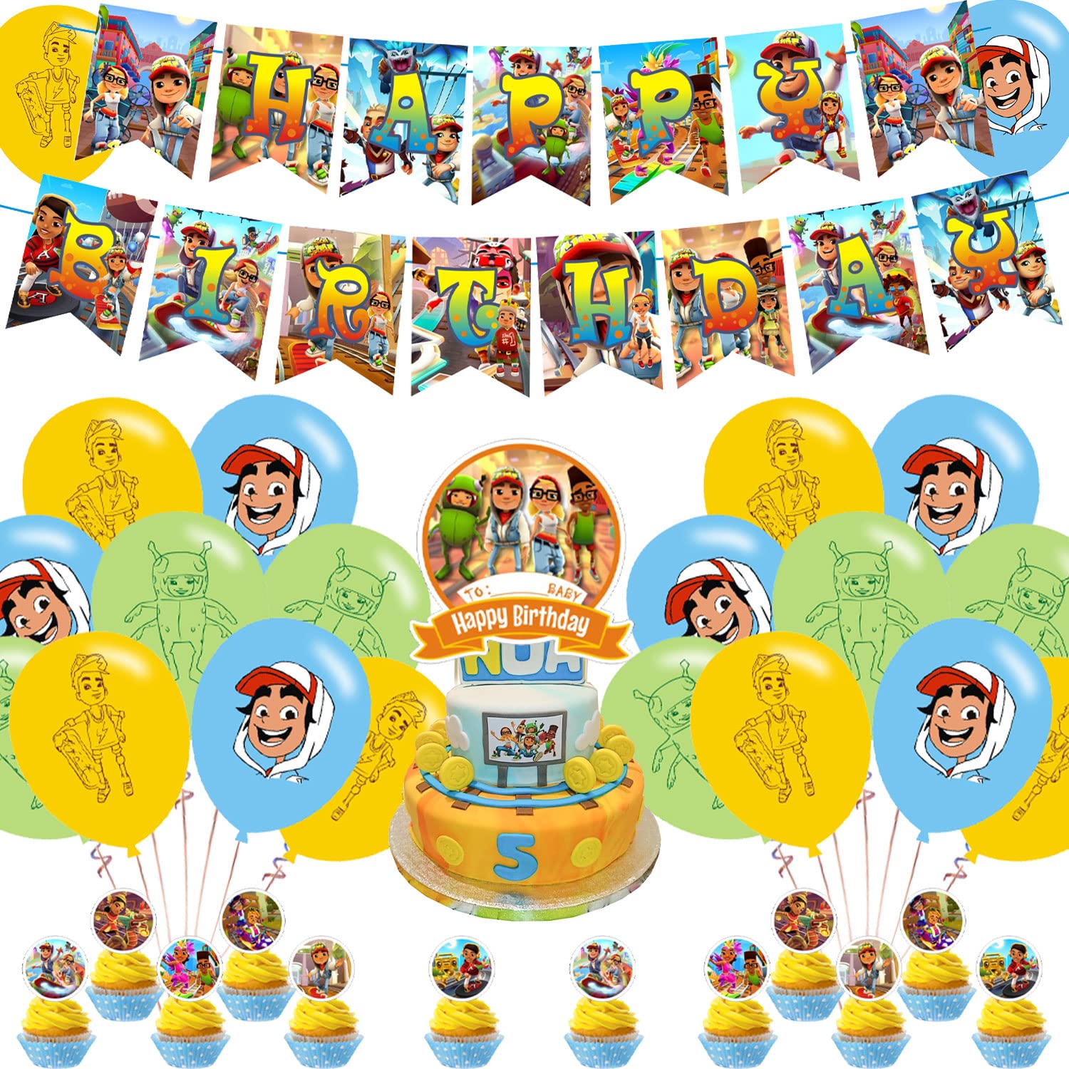Subway Surfers Party Decorations,Birthday Party Supplies For Subway
