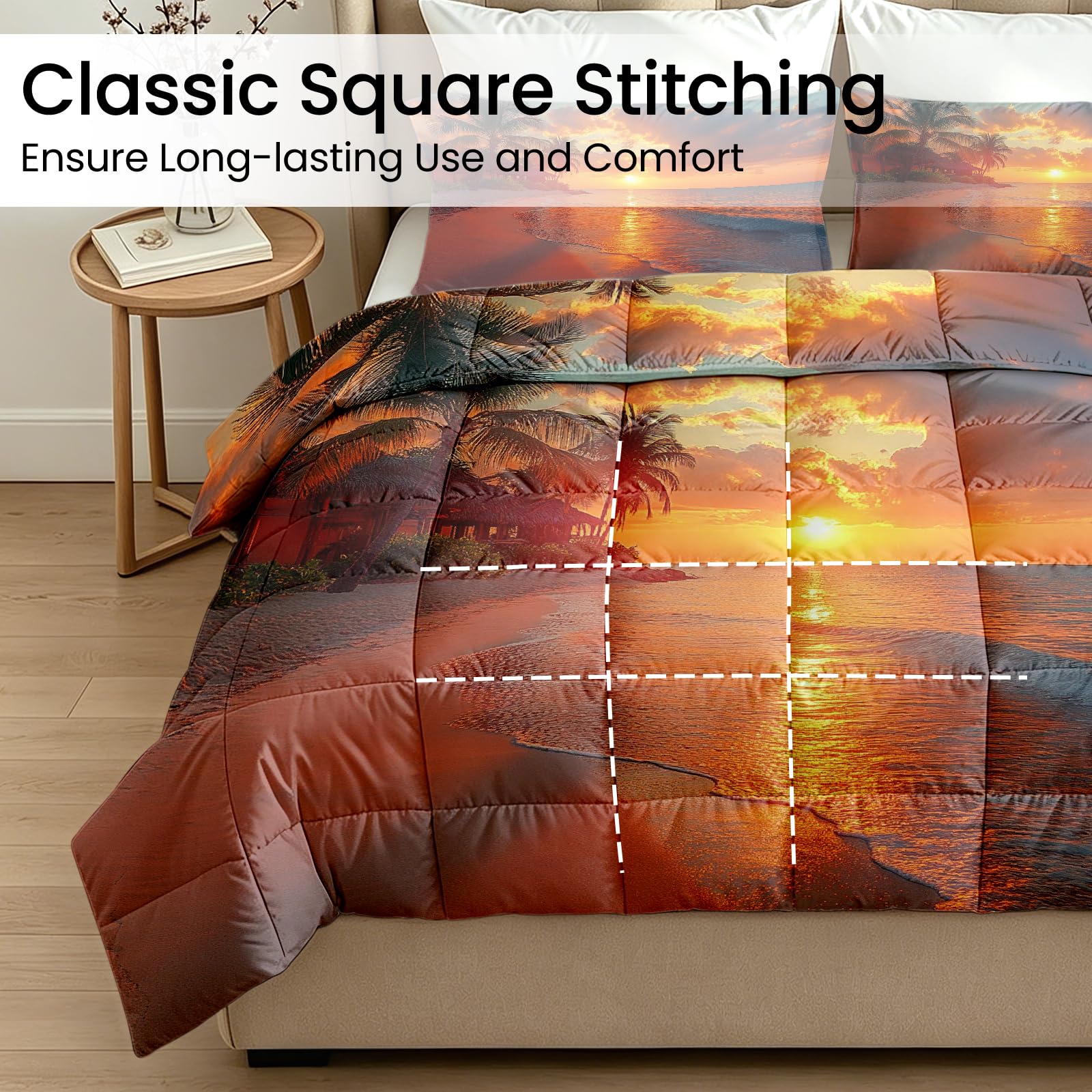 Sommerdecke 155x220 Tropische Sandstrand Waschbar Bettdecke Ohne Bezug