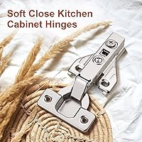 Vista 3 de 10 pares (paquete de 20) bisagras de puerta de armario de cocina de cierre suave para gabinete de marco facial, apertura de 105 grados, cierre