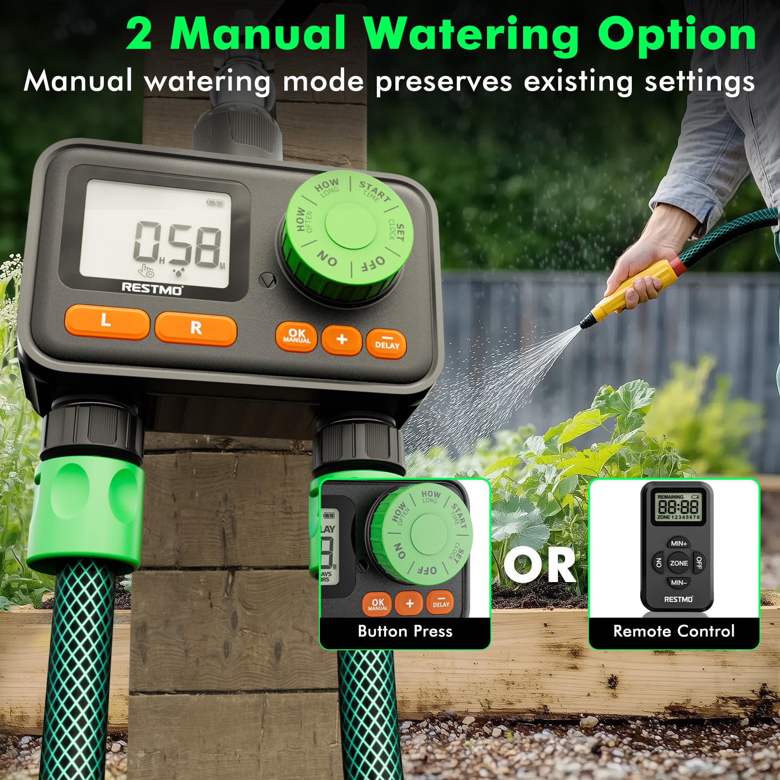 RESTMO RF Remote Controlled Water Timer 2 Outlets - Image 3
