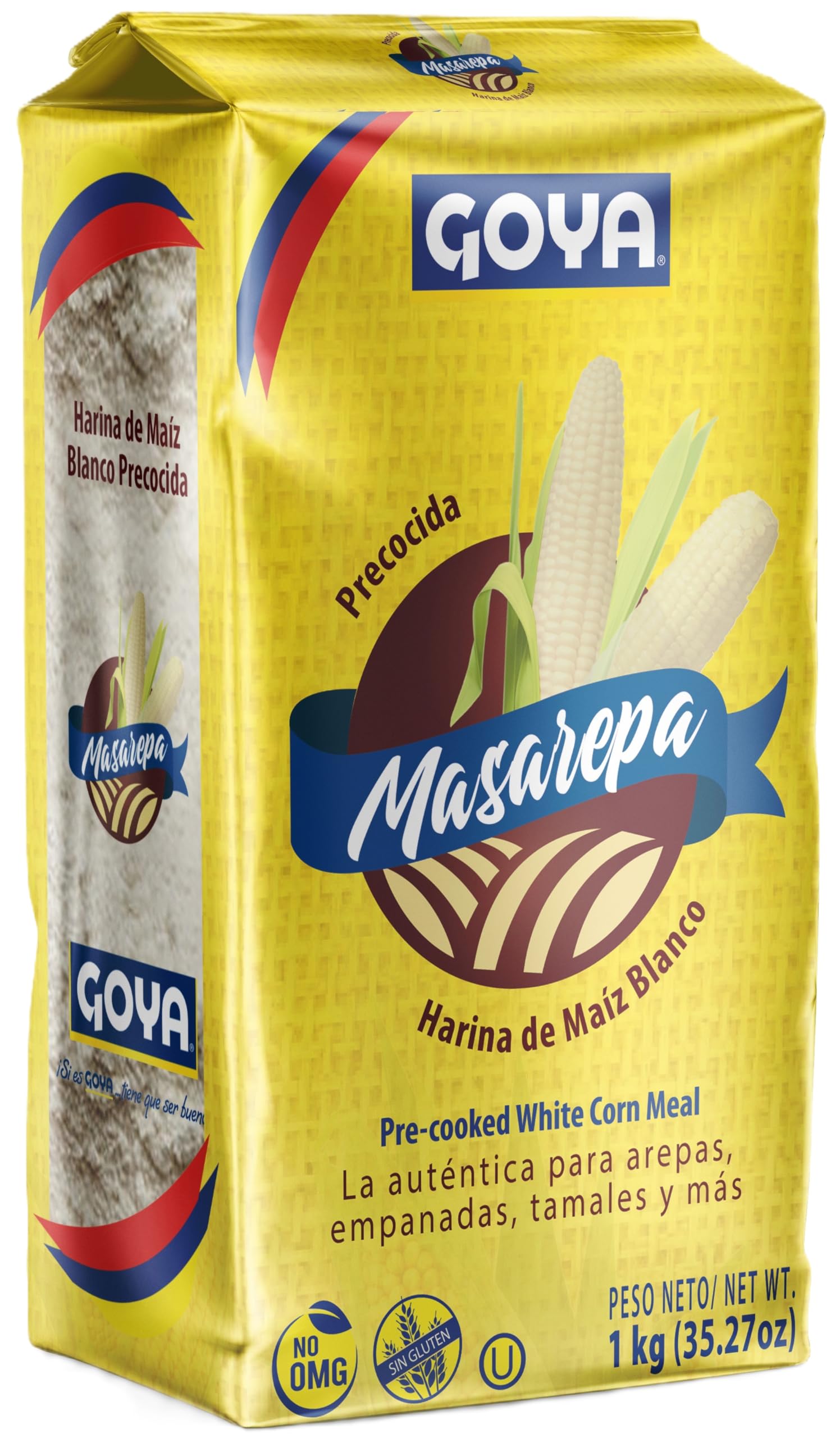Goya Masarepa Pre-cooked White Corn Meal 1kg (Pack of 1)| Premium Harina de Maíz Blanco Precocida | Gluten Free Corn Flour for Arepas, Empanadas, Tamales & Authentic Latin Recipes