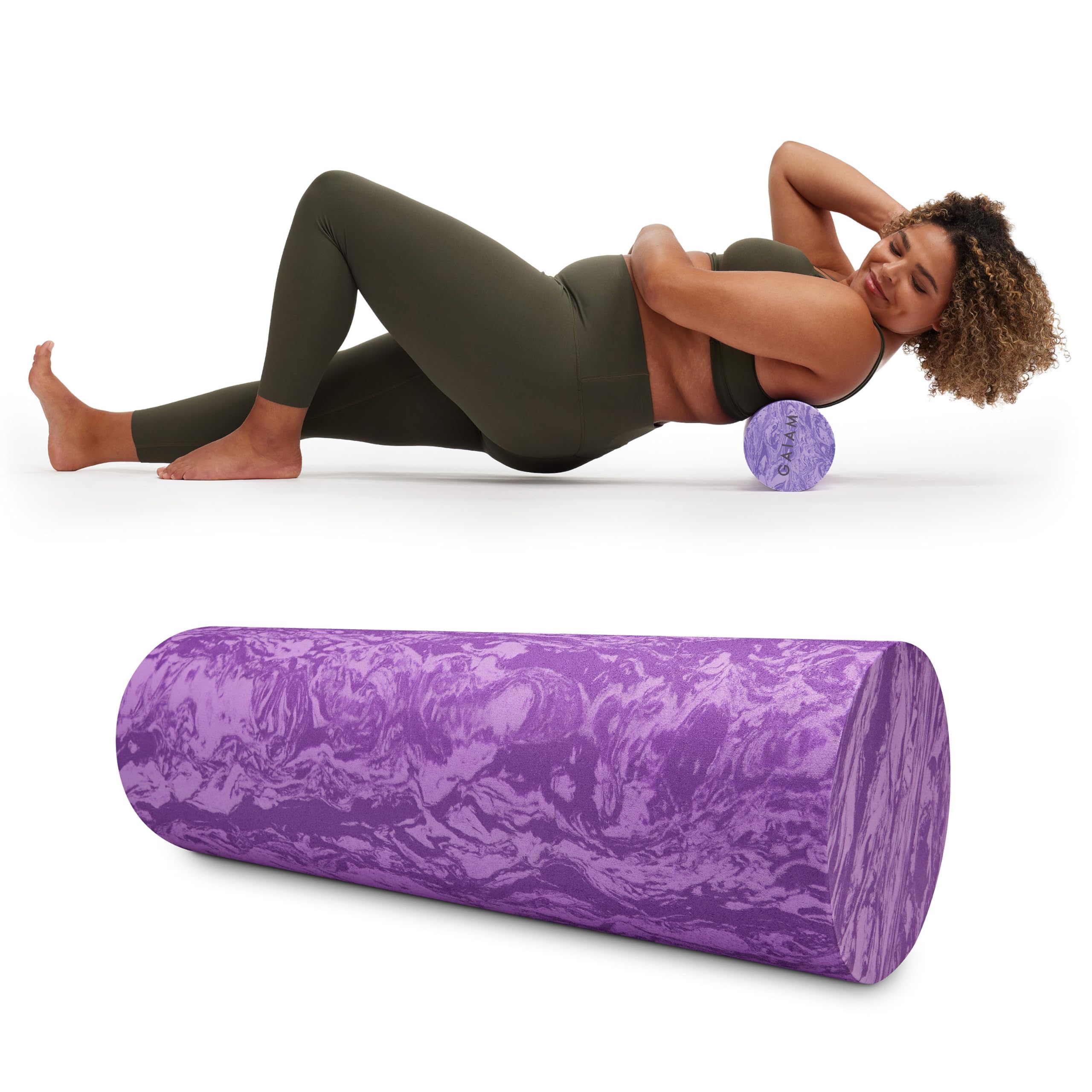 Gaiam Restore Foam Roller for Muscle Massage - Deep Tissue Muscle Massager for Sore Muscles & Stimulation - Total Body Pain Relief, Back, Neck, Foot, Calf, Leg, Arm (18 Inch and 36 Inch)