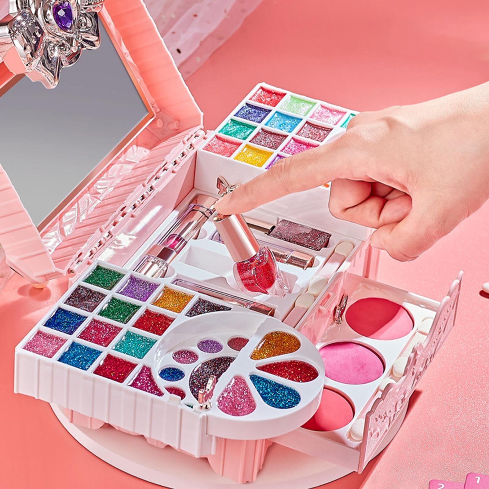 Kinderspiel Make-up Abwaschbarer Nagellack Lippenstift | Kosmetik Spielzeug Mädchen Beauty Salon Spielset Für Kinder Mädchen 3-10 Jahre Verkehrskostüm Party Geburtstag