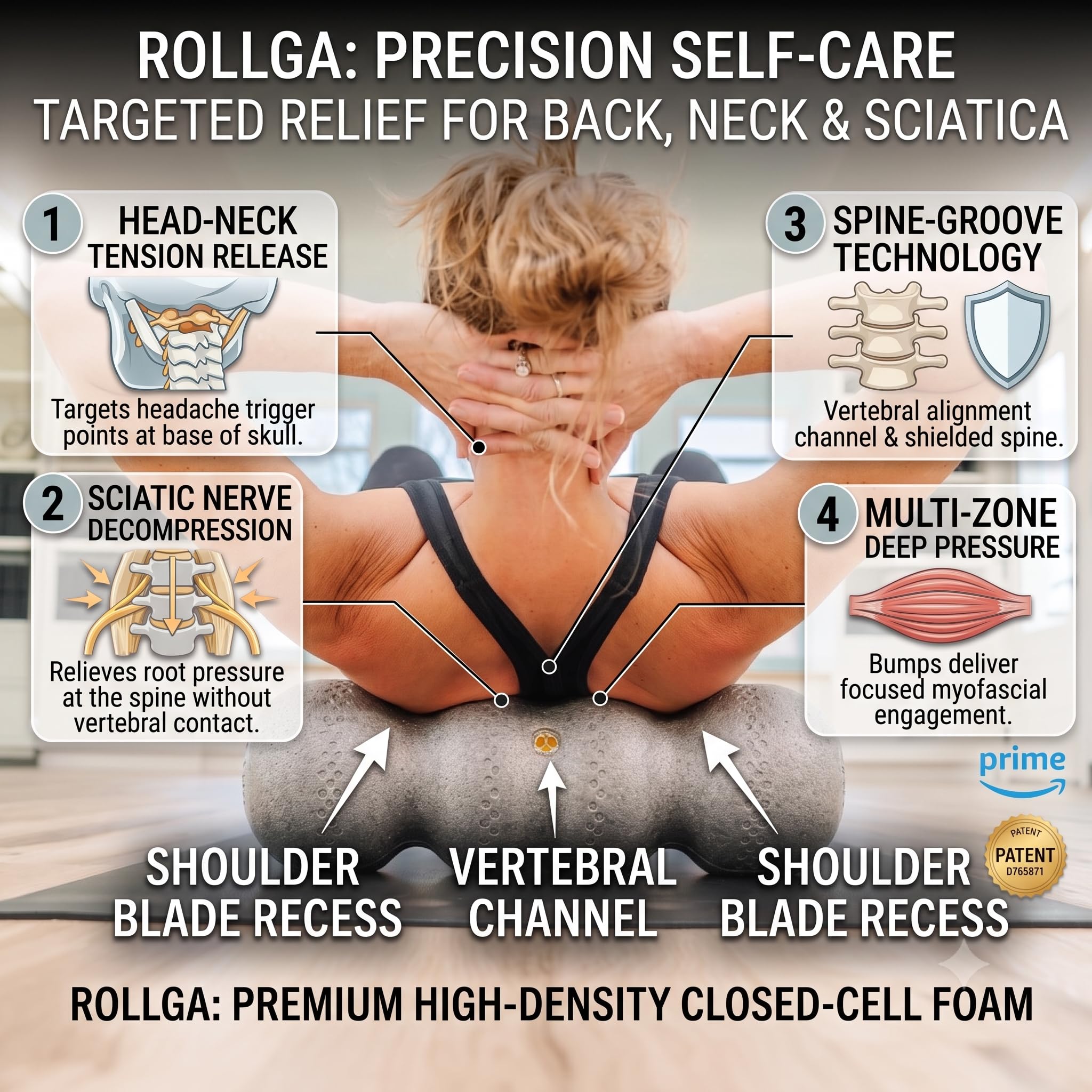 Rollga Foam Roller - Soft: Selbstmassage & Trigger Point Release Muscle Roller, Schaumversion mit niedriger Dichte (Schwarz-Weiss)