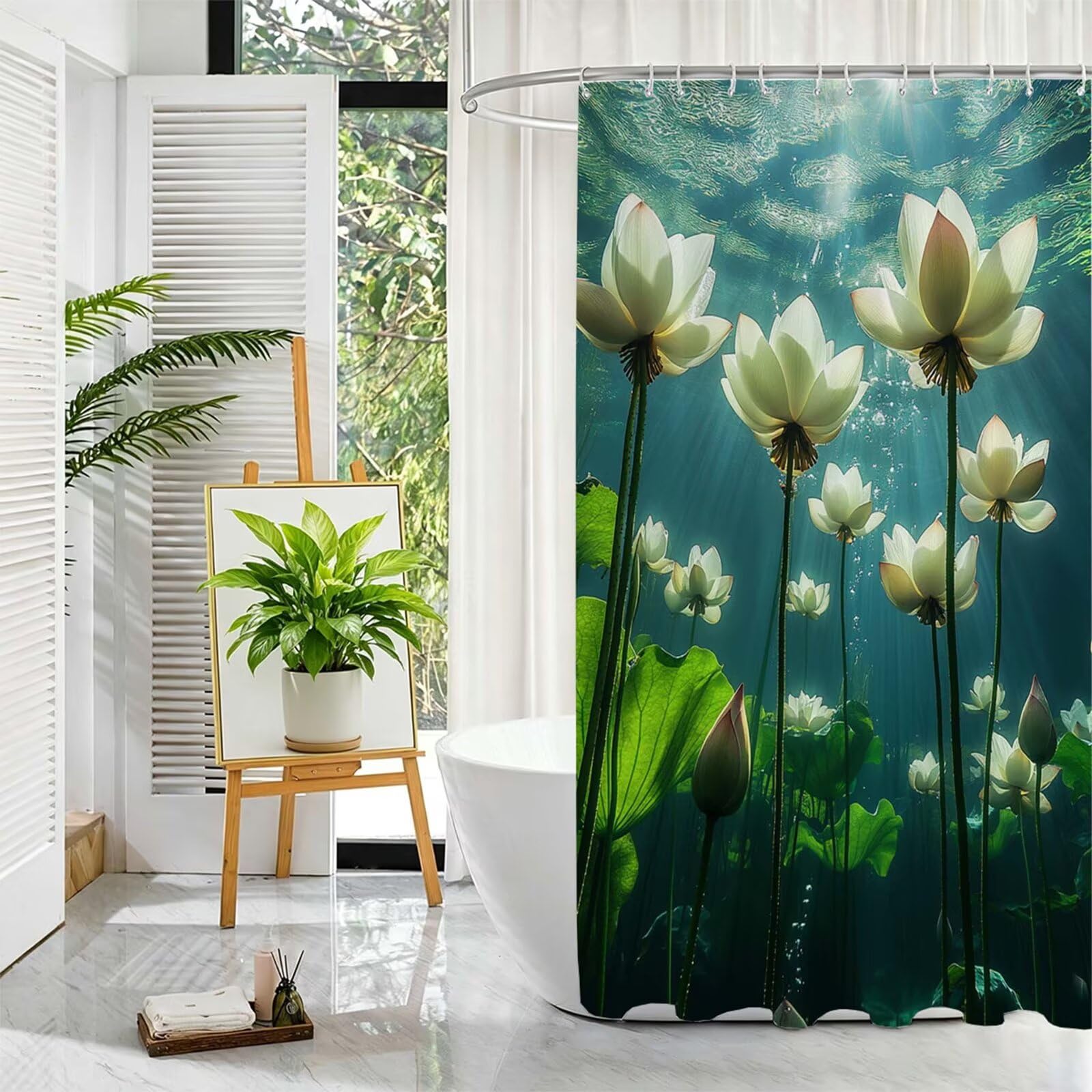 Grün Duschvorhang, 150x180cm Duschvorhang Badewanne L-8