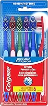 Colgate Extra Clean Toothbrush, Medium Toothbrush for Adults, 6 Pack