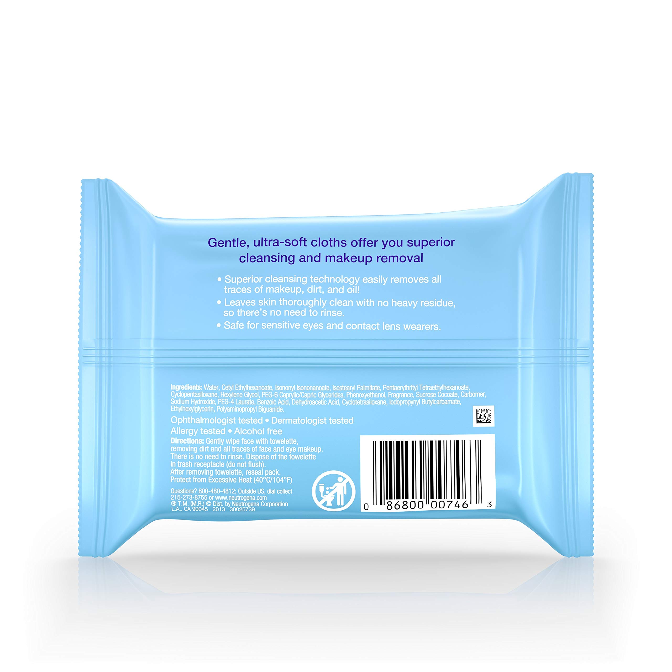 Neutrogena Makeup Remover Cleansing Facial Towelettes, Daily Gentle Face Wipes to Remove Oil, Dirt, & 99.3% of Makeup, Safe for Sensitive Eyes, Alcohol Free Wipes in Resealable Pack, 21 ct (Pack of 3)