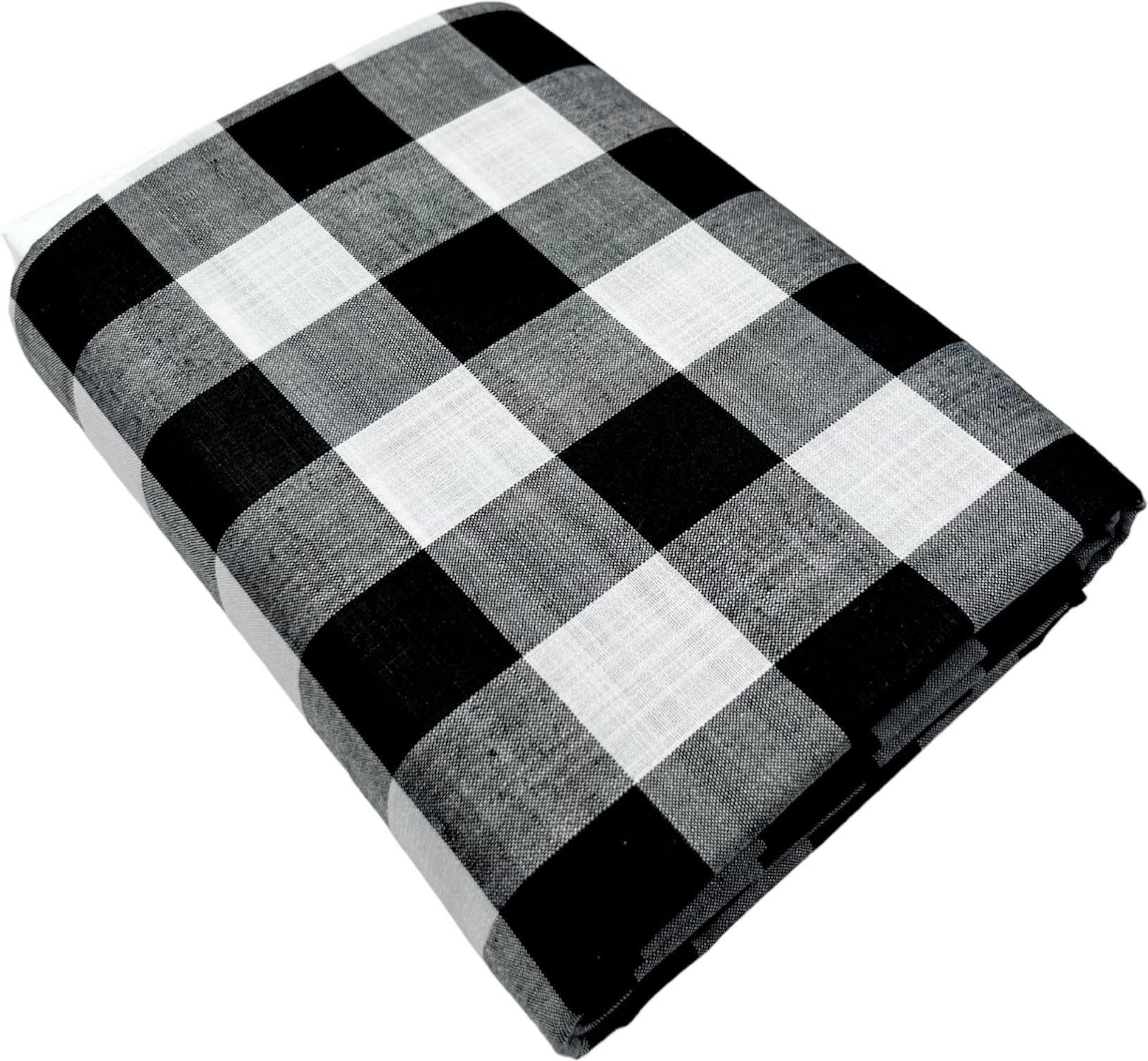 Unstitched Checkered Customizable Length Dress Material Shirt Fabric For Mens - Cotton Blend Material - 2.35M Shirt & 3M Kurta Piece Cloth (Free Size)-image-2