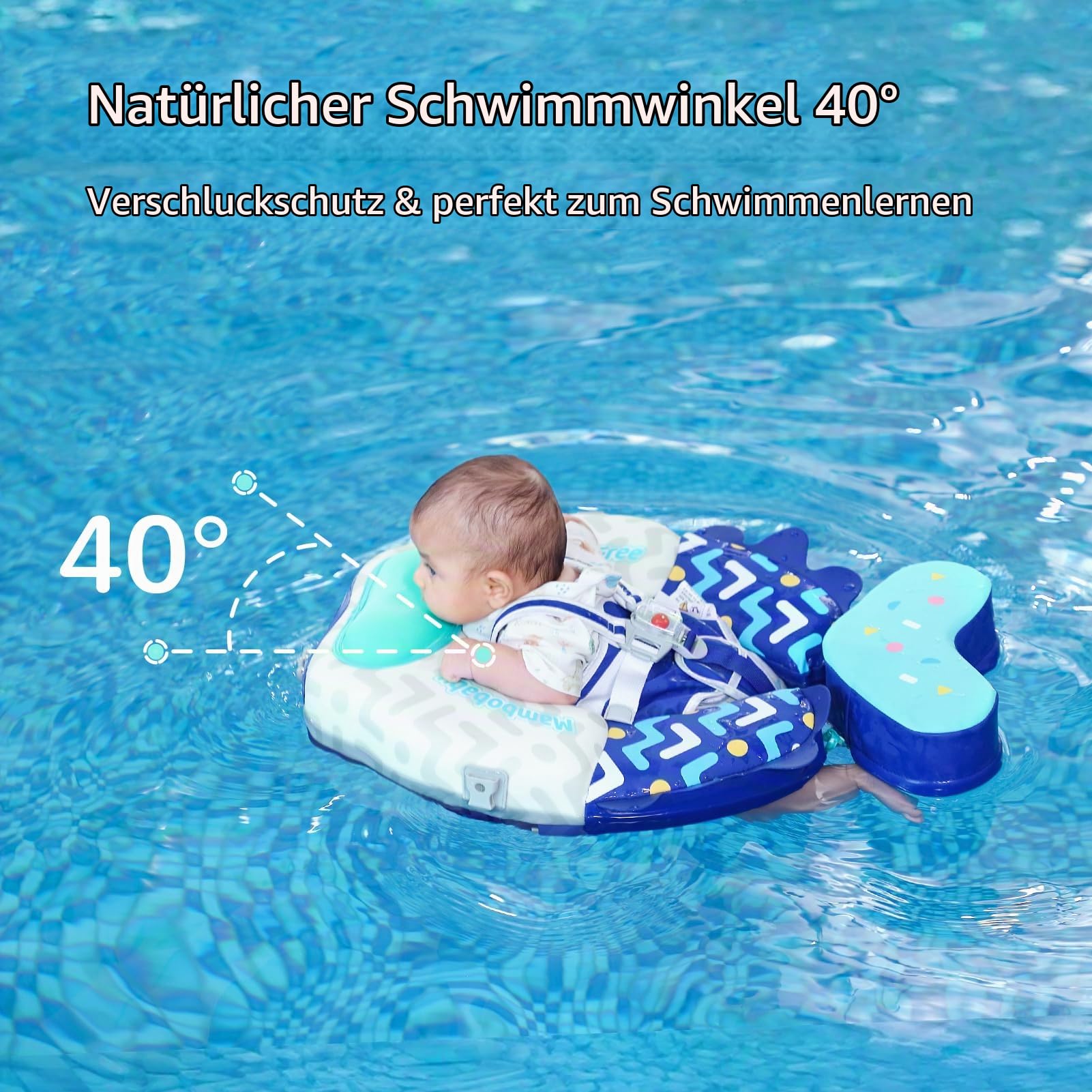 HECCEI Premium Schwimmring Baby Pannensicher, Mambobaby Nicht Aufblasbarer Schwimmhilfe, Hautfreundlicher Schwimmreifen Baby Perfekte Schwimmtrainer Swim Float für Baby 3-24 Monate