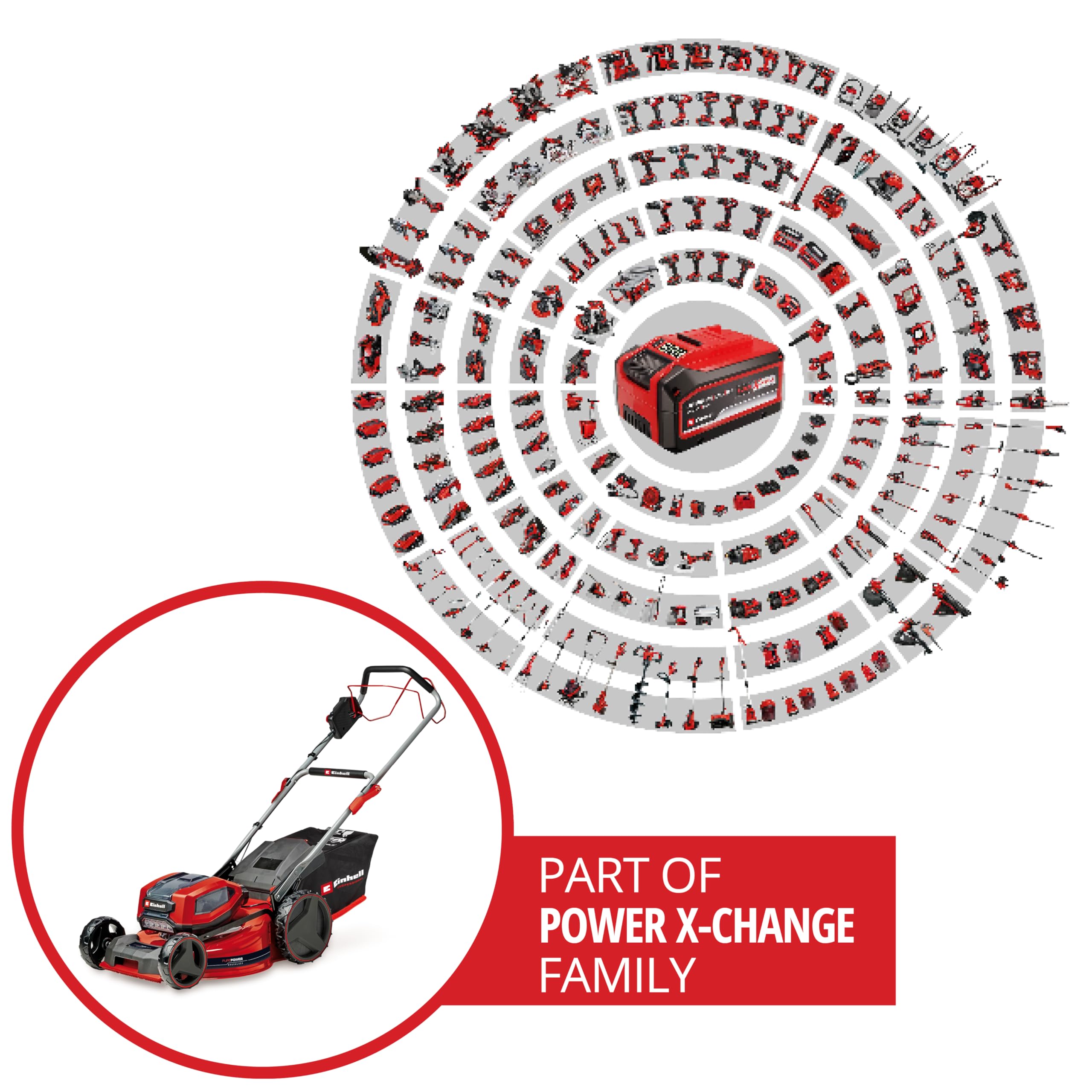 Einhell Akku-Rasenmäher GP-cm 36/52 S Li BL Kit Power X-Change (36 V, 52 cm Schnittbreite, bis 1200 m², Brushless, 65 L Fangkorb, Radantrieb, inkl. 4X 5,2 Ah + 2X Twincharger)
