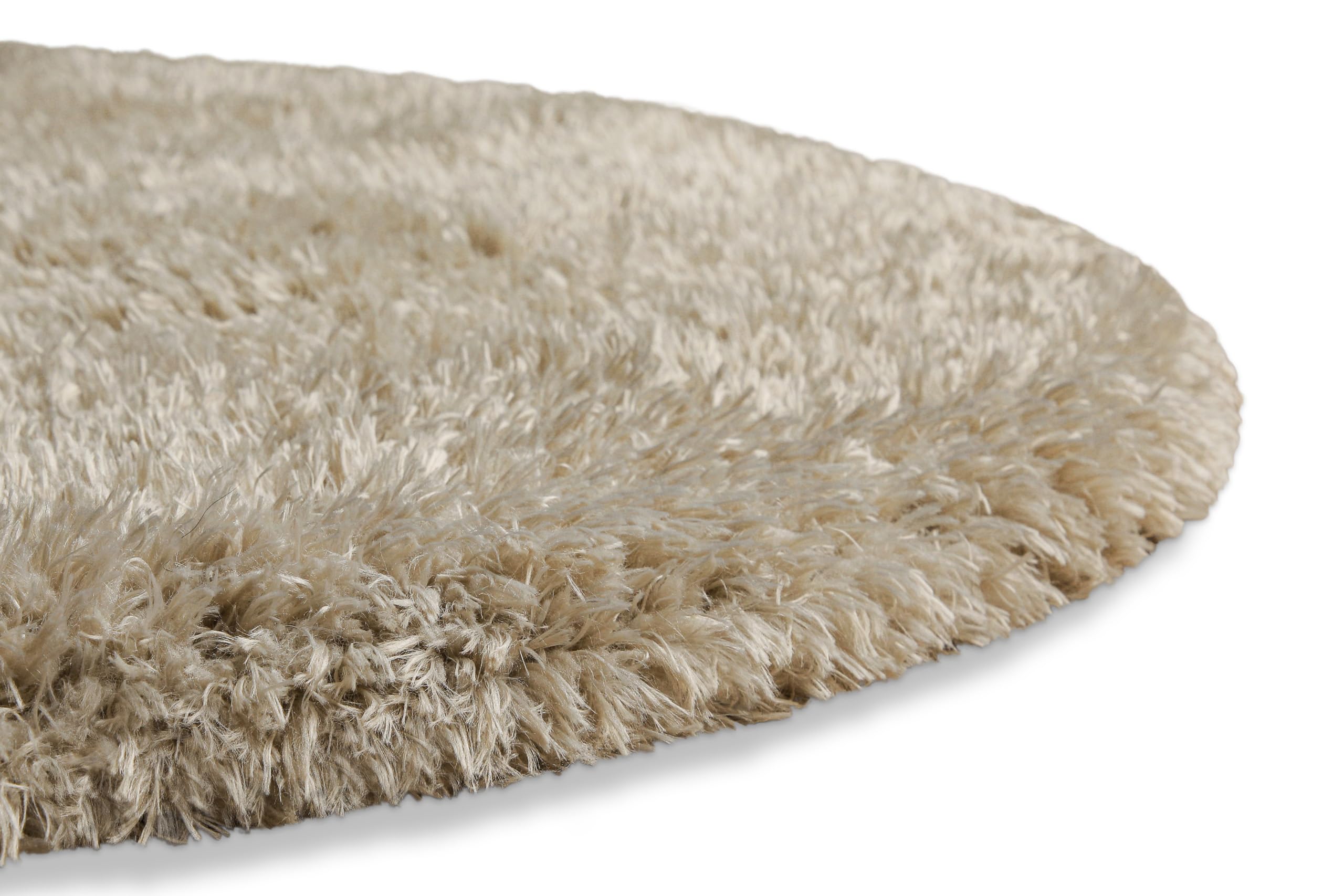 Tappeto - Läufer, sostenibile, moderno, tinta unita, morbido e molto soffice, pelo lungo ideale per soggiorno, camera da letto, cameretta dei bambini, Matteo (120 cm rotondo, Beige Sabbia)