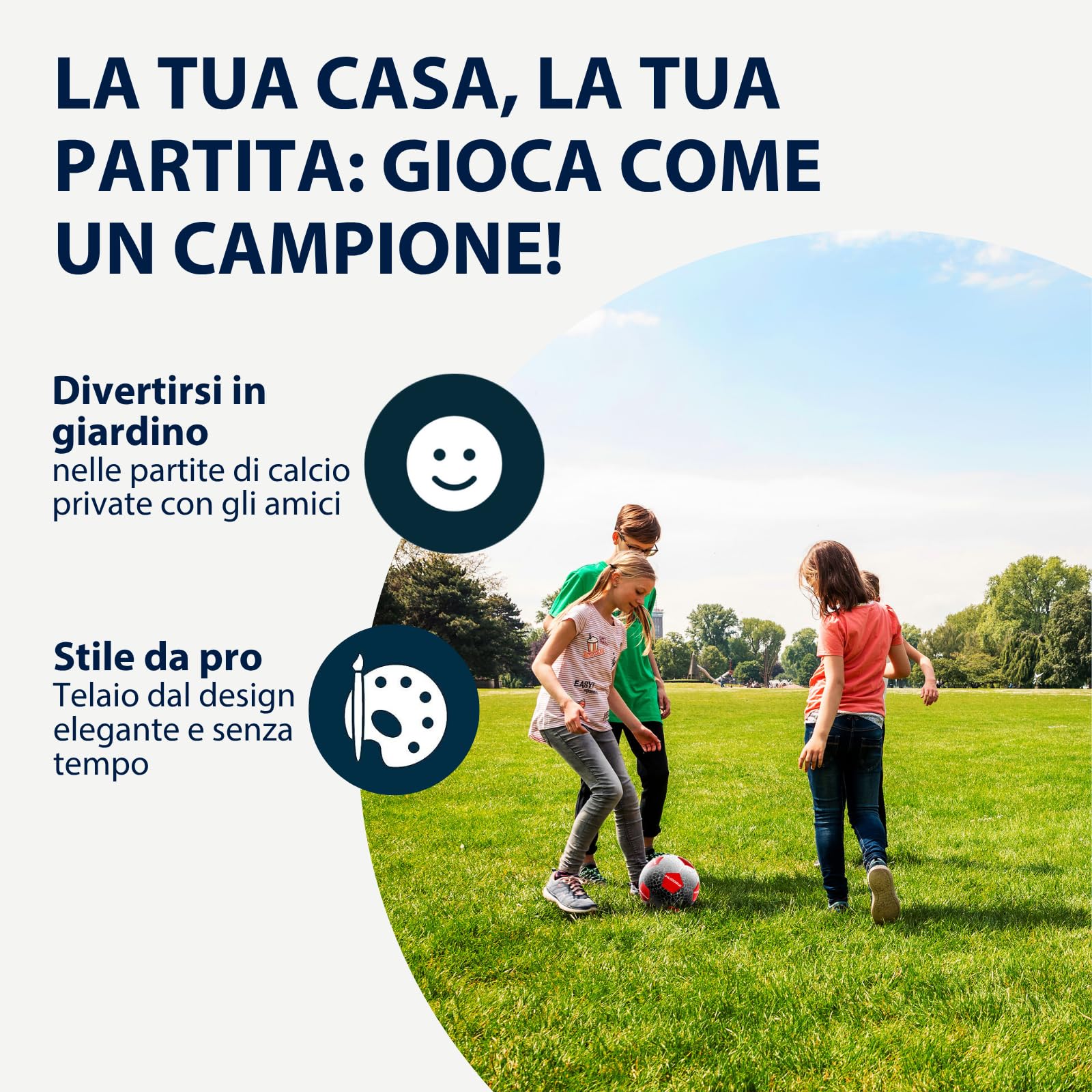 HUDORA Pro Tect Lite – Porta calcio da giardino con pali imbottiti, per l’esterno – facile da montare grazie alle connessioni a scatto – porta stabile in acciaio per bambini e ragazzi - nera