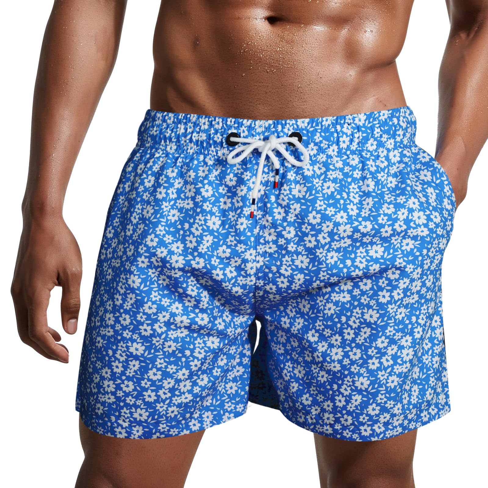 Danfiki Pantaloncini Costume da Bagno Uomo Asciugatura Veloce Calzoncini da Beach Costume da Bagno Fodera Rete con Taschino e Coulisse Trunks