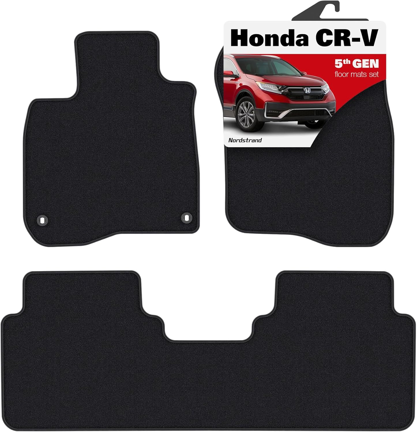 Floor Mats for Honda CRV 2017-2022 - Custom 3D Fit for Honda CR-V 2017 2018 2019 2020 2021 2022 Hybrid - 1st & 2nd Row Set - Rubber Anti-Slip Back - 22oz Heavy Duty Carpet Mat - All Weather Car Liner