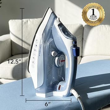 OVENTE Steam Iron, 1200W, Non-Stick Soleplate, 350mL, Blue IRNL77BL