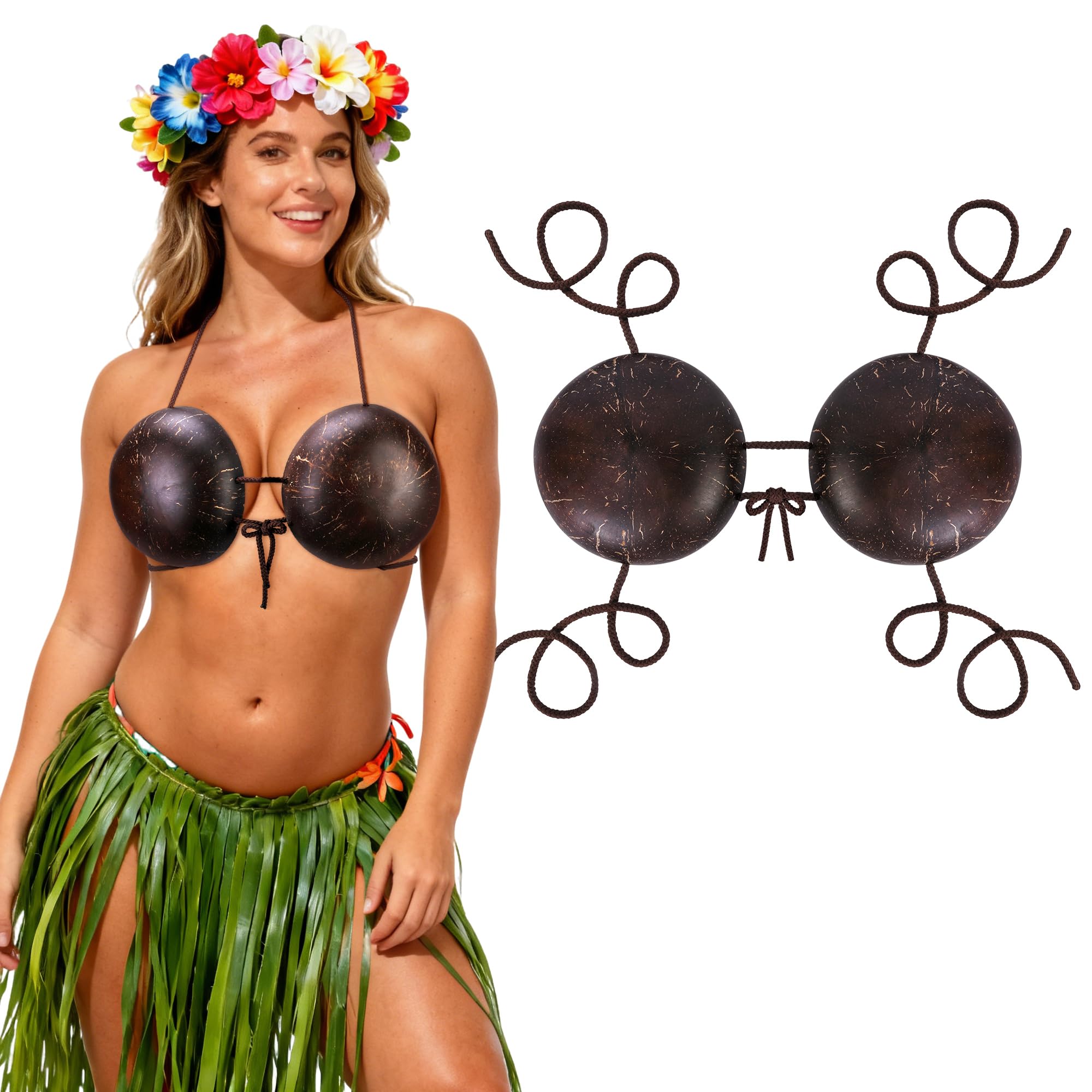 Photo 1 of 1 Pair Large Coconut Bra, 5.9" x 2" Natural Coconuts Shell Bikini Top
