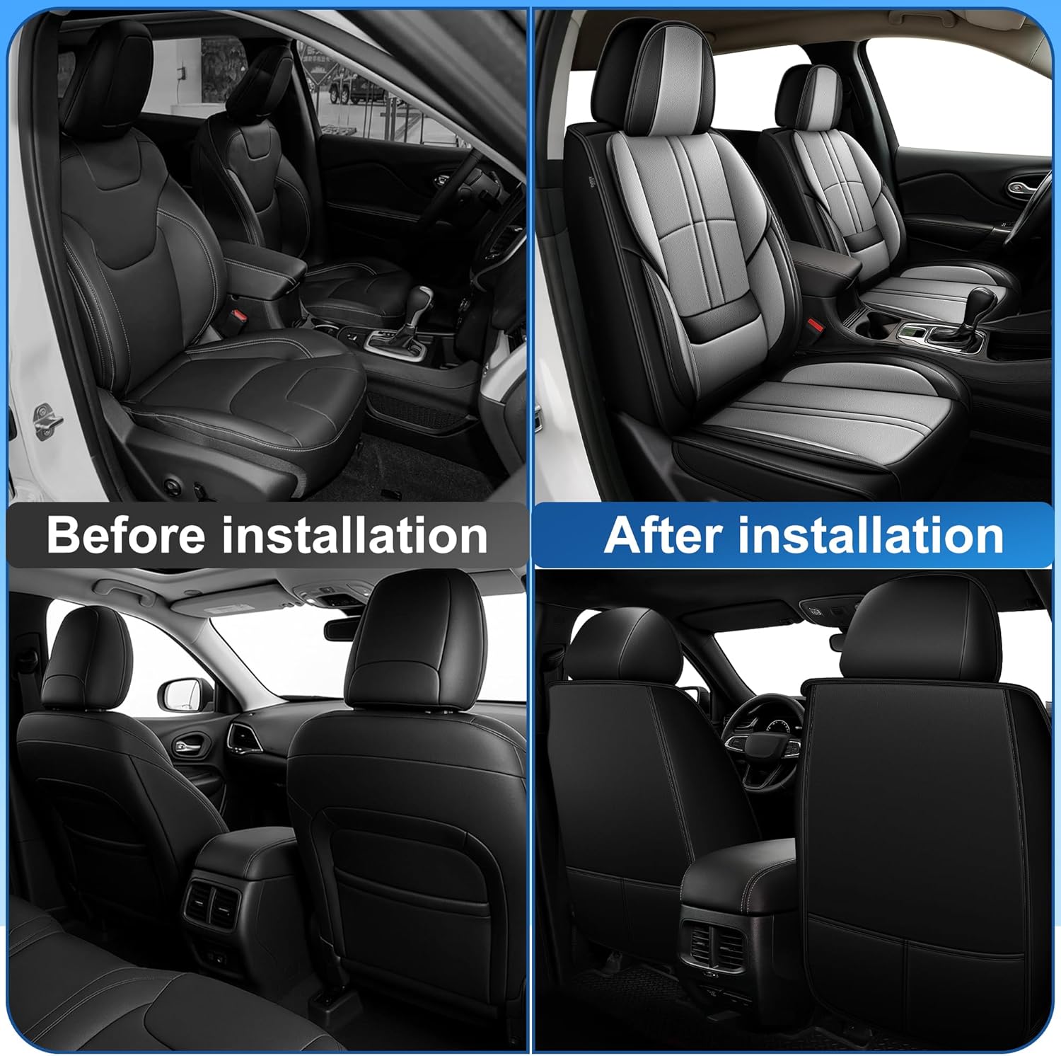 Custom-Fit Car Seat Covers for Nissan NV 200 2016-2020 - 2-Seat Front Set | Waterproof Premium Leather, Airbag Compatible, Easy Install & All-Weather Protection (Black&Grey)