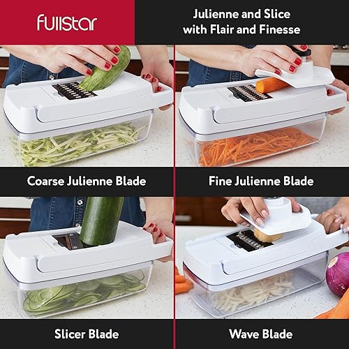 Miniatura 4 de Fullstar Picadora de verduras y mandolina para cocina, picadora de alimentos con recipiente, rallador de queso, artículos esenciales para el hogar