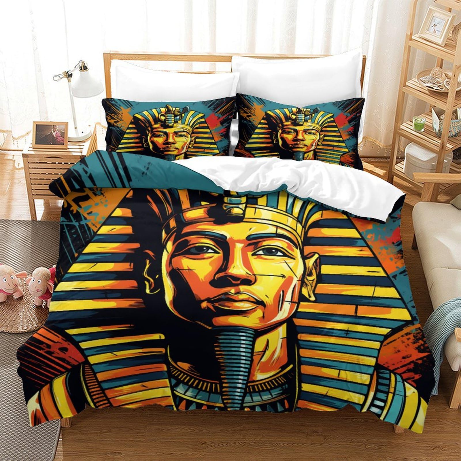 Housse de couette Pharaon 140x200 parure de lit 3 pièces microfibre