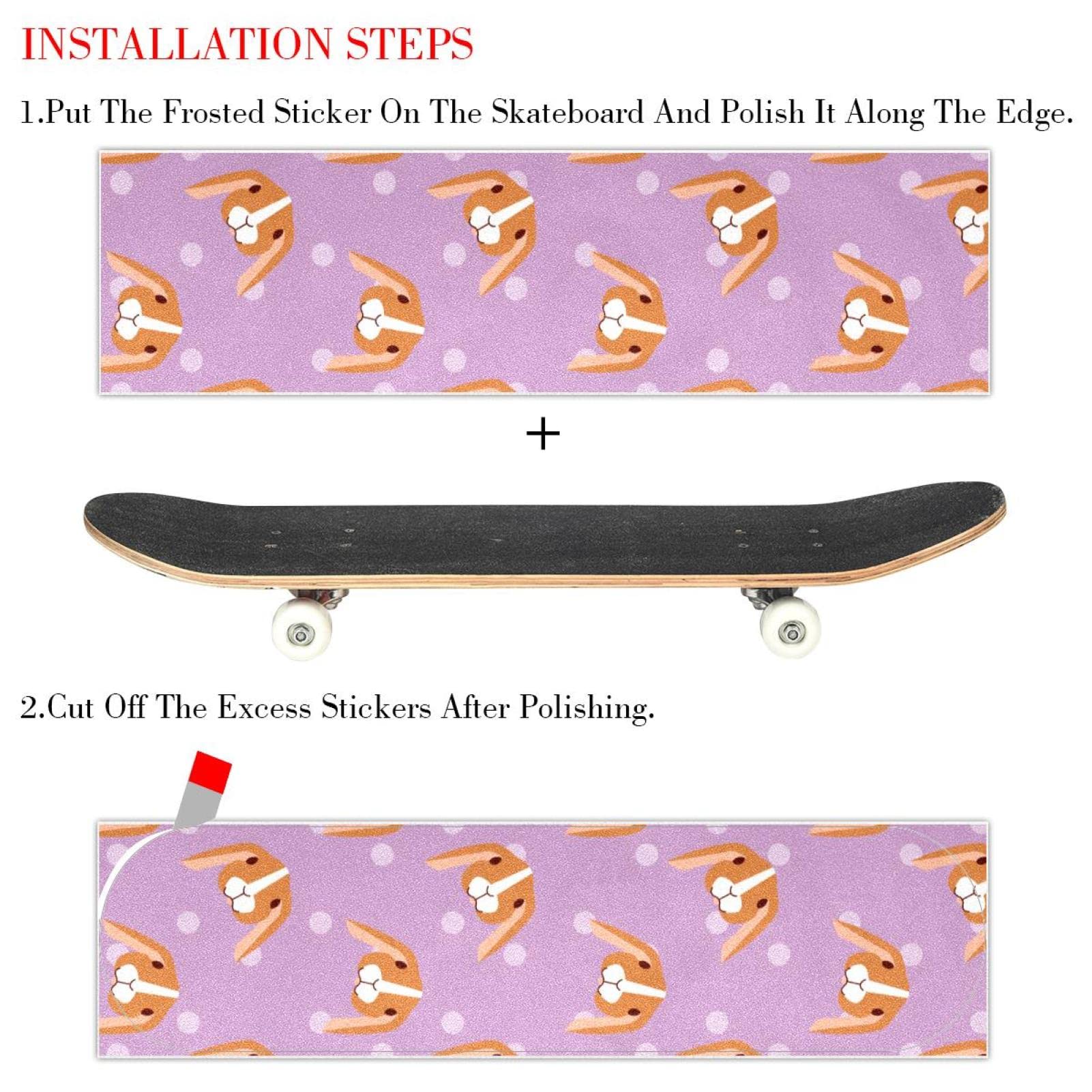 Pink Pet Lot de 2 feuilles de papier abrasif pour planche de skateboard et longboard
