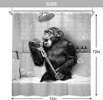 Amazon｜Newsely Funny Monkey シャワーカーテン 72Wx72H インチ