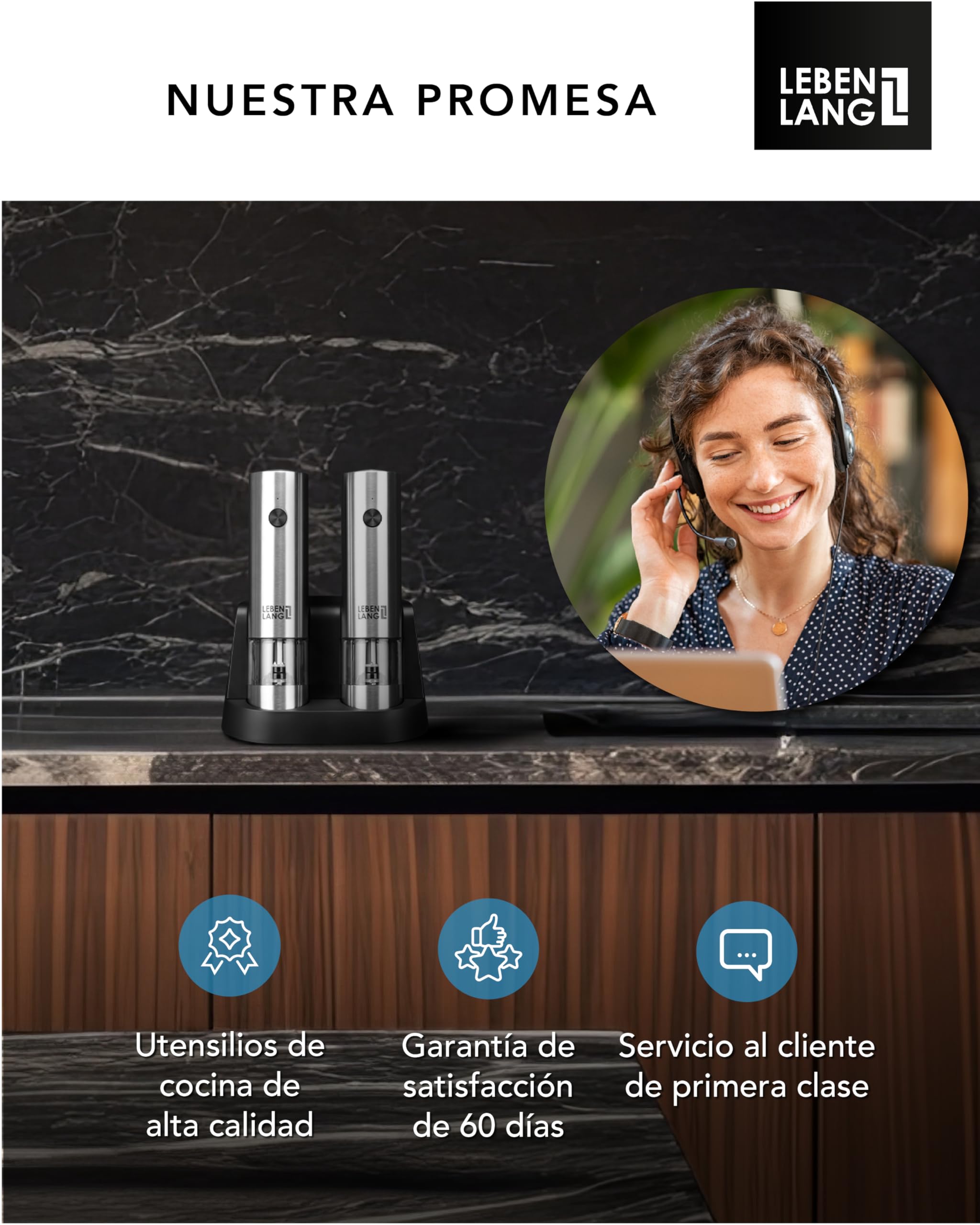 LEBENLANG Molinillo de sal y pimienta electrico - Recargable con muchos accesorios & Juego de pilas incluida I Molinillo de pimienta eléctrico salero electrico sal pimentero molinillo especias