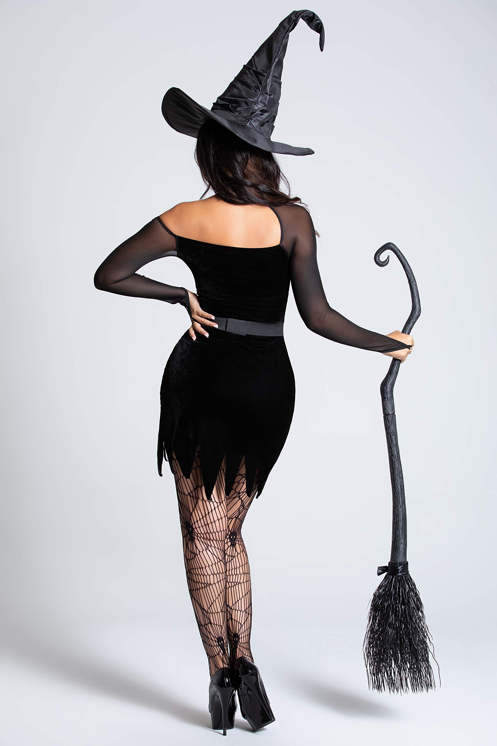 Yandy Women's Deluxe Black Sexy Long Sleeves Velvet Hearted Witch Costume: X-Large