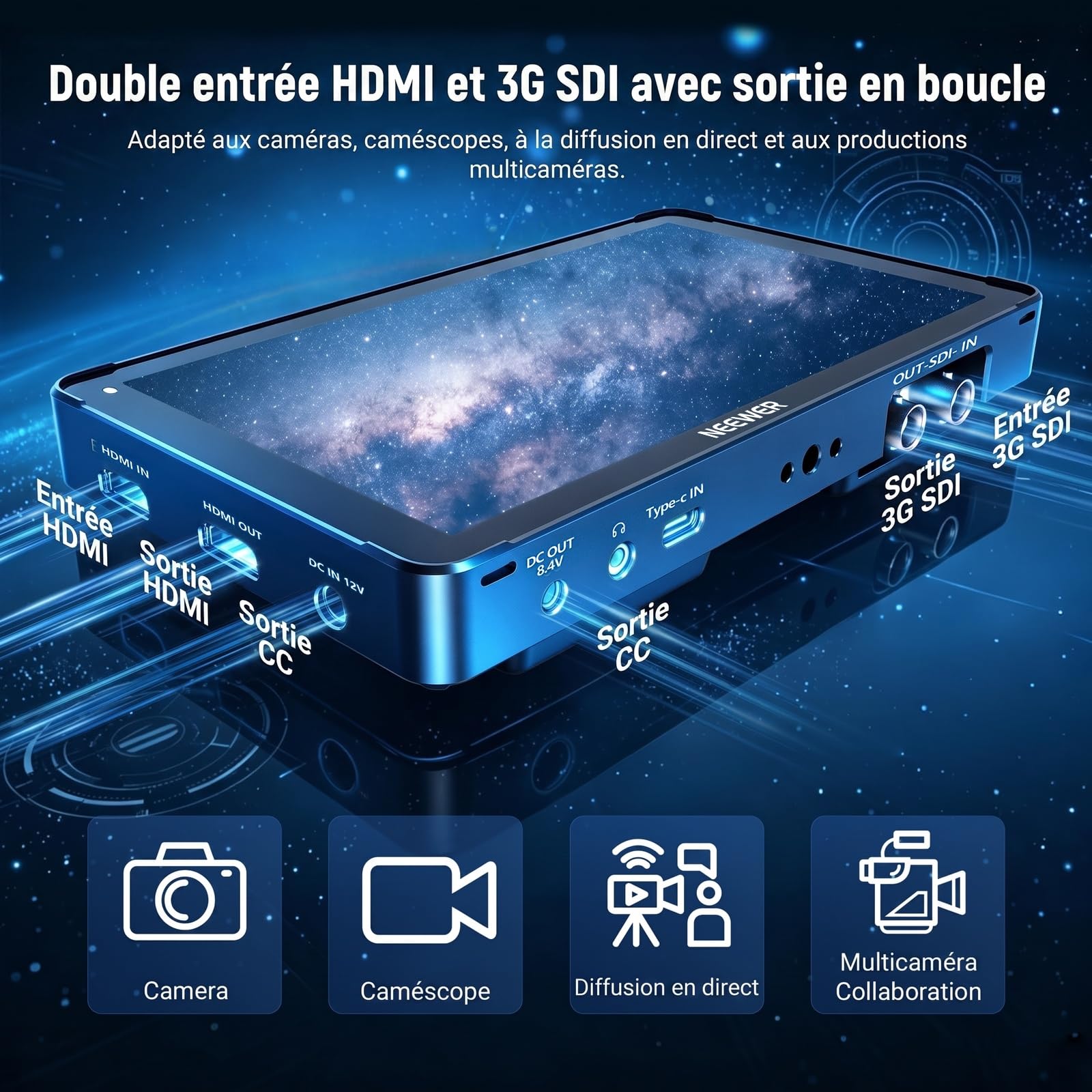 NEEWER F700U 7" Moniteur caméra, écran Tactile OLED 1920x1080 1200 nits