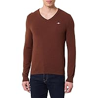 GANT Extrafine Lambswool V-Neck Pullover, Marrone Mogano