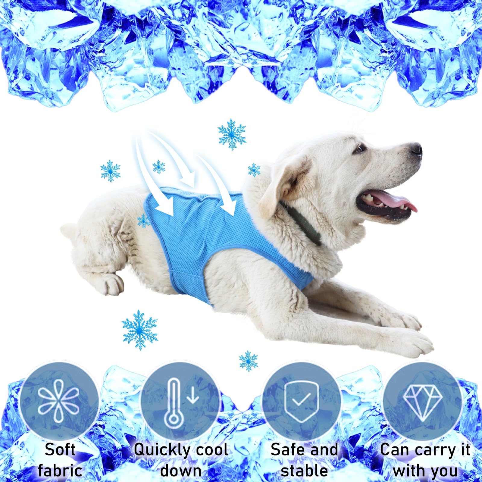 TYXHXTF Gilet di raffreddamento per Cani, Cappotto Rinfrescante Animali Domestici, Proteggere dal Caldo per Cani di Taglia Media Piccola (M)