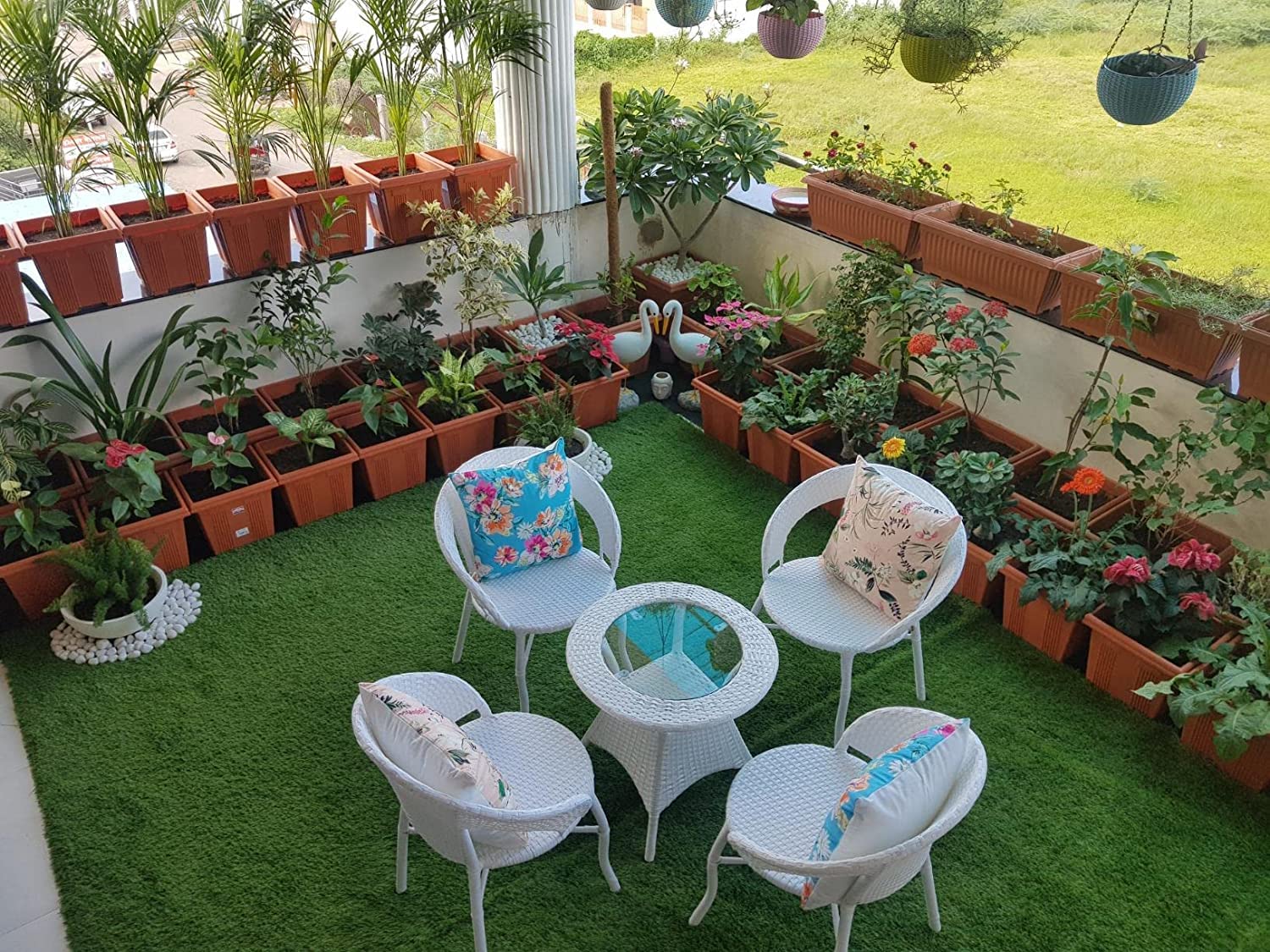 Alisha Craft Patio Chair Sets Garden Wicker Furniture Set for Outdoor Patio and Balcony, Powder Coated Frame, UV Protected Wicker [4 Chairs, 1 Table]